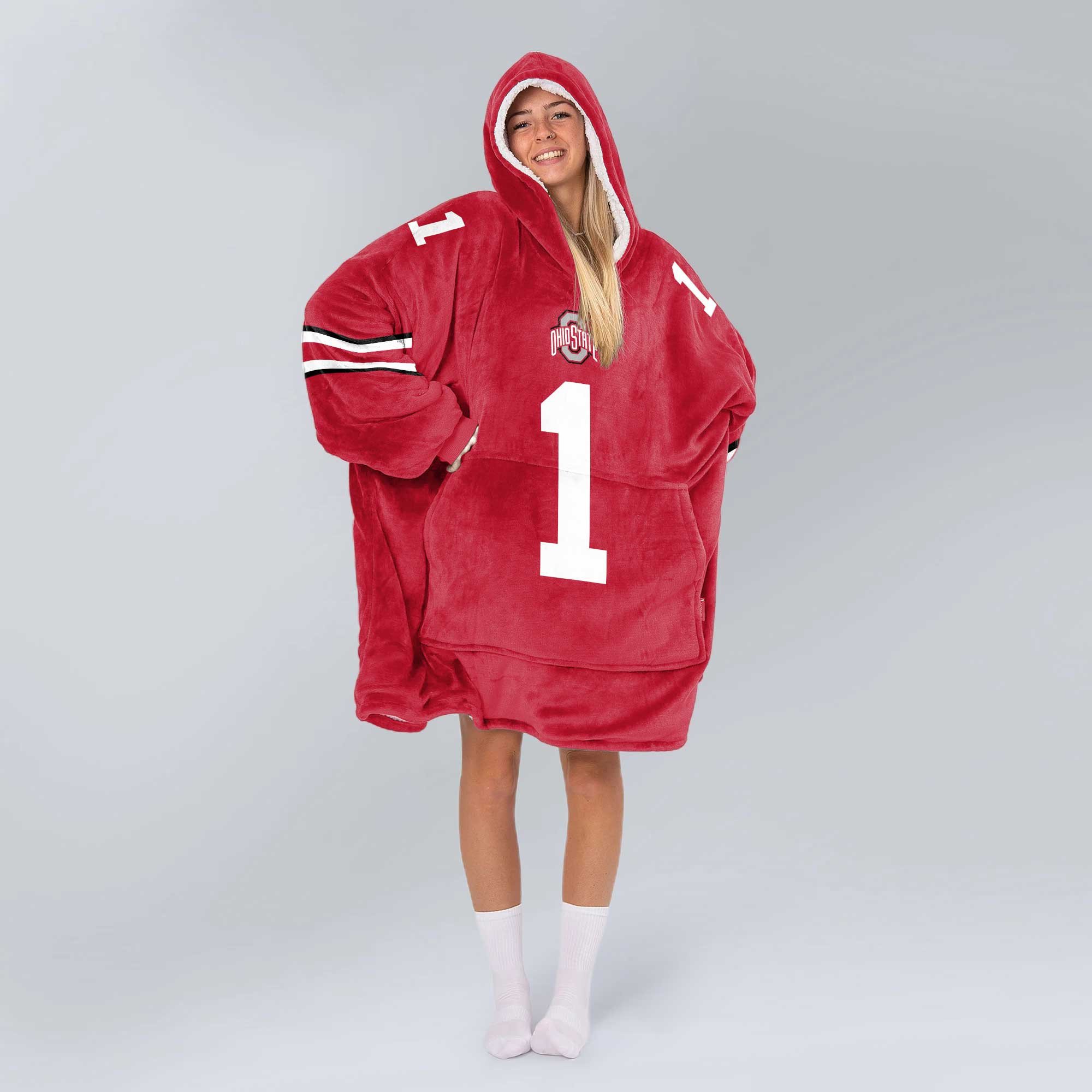 Adult 1 Ohio State Football Unisex Blanket Hoodie