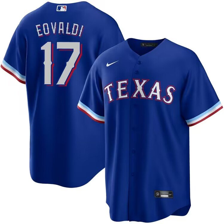 Men's  Texas Rangers #17 Nathan Eovaldi Royal Alternate Limited ersey