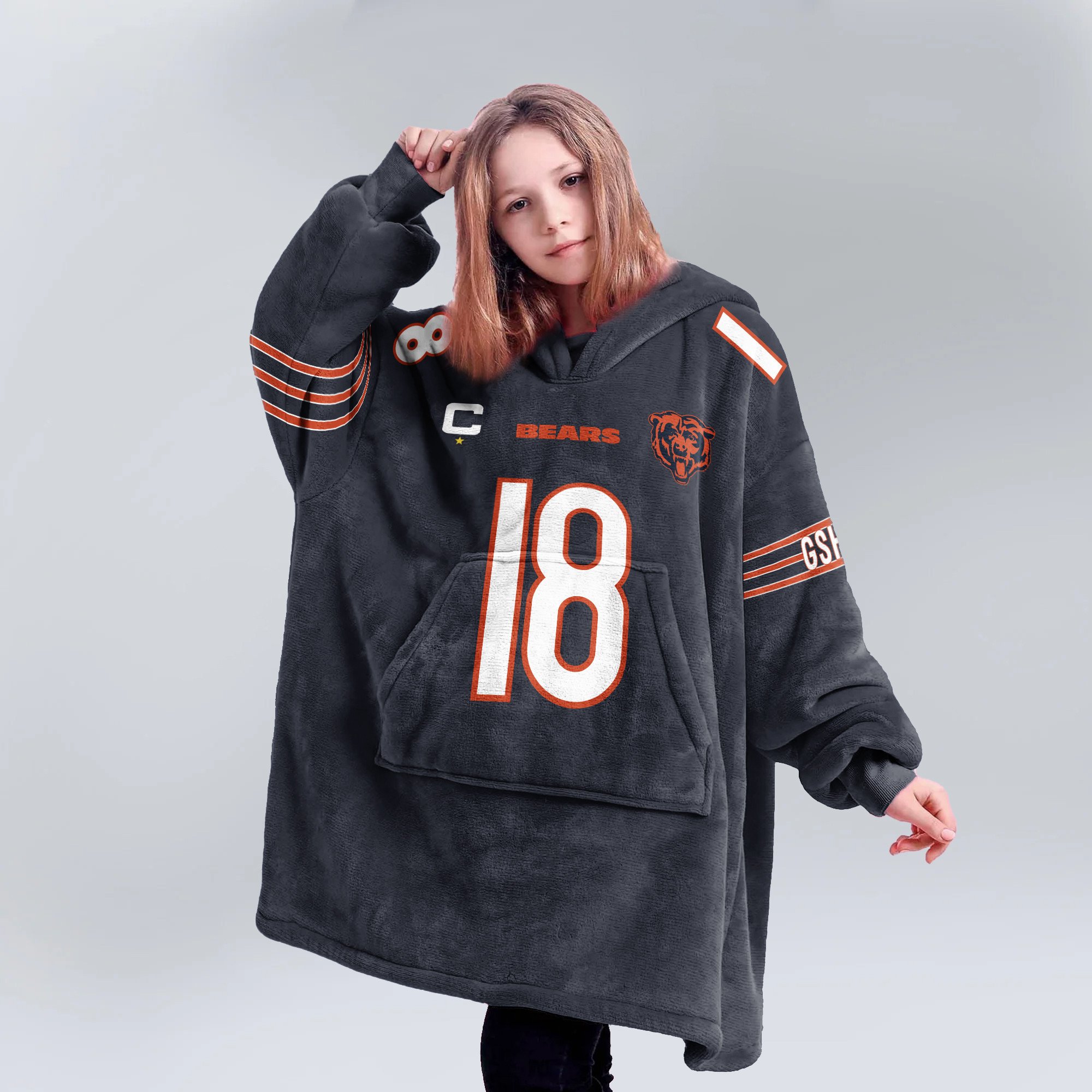 Adult Captain 18 Chicago Football Unisex Blanket Hoodie