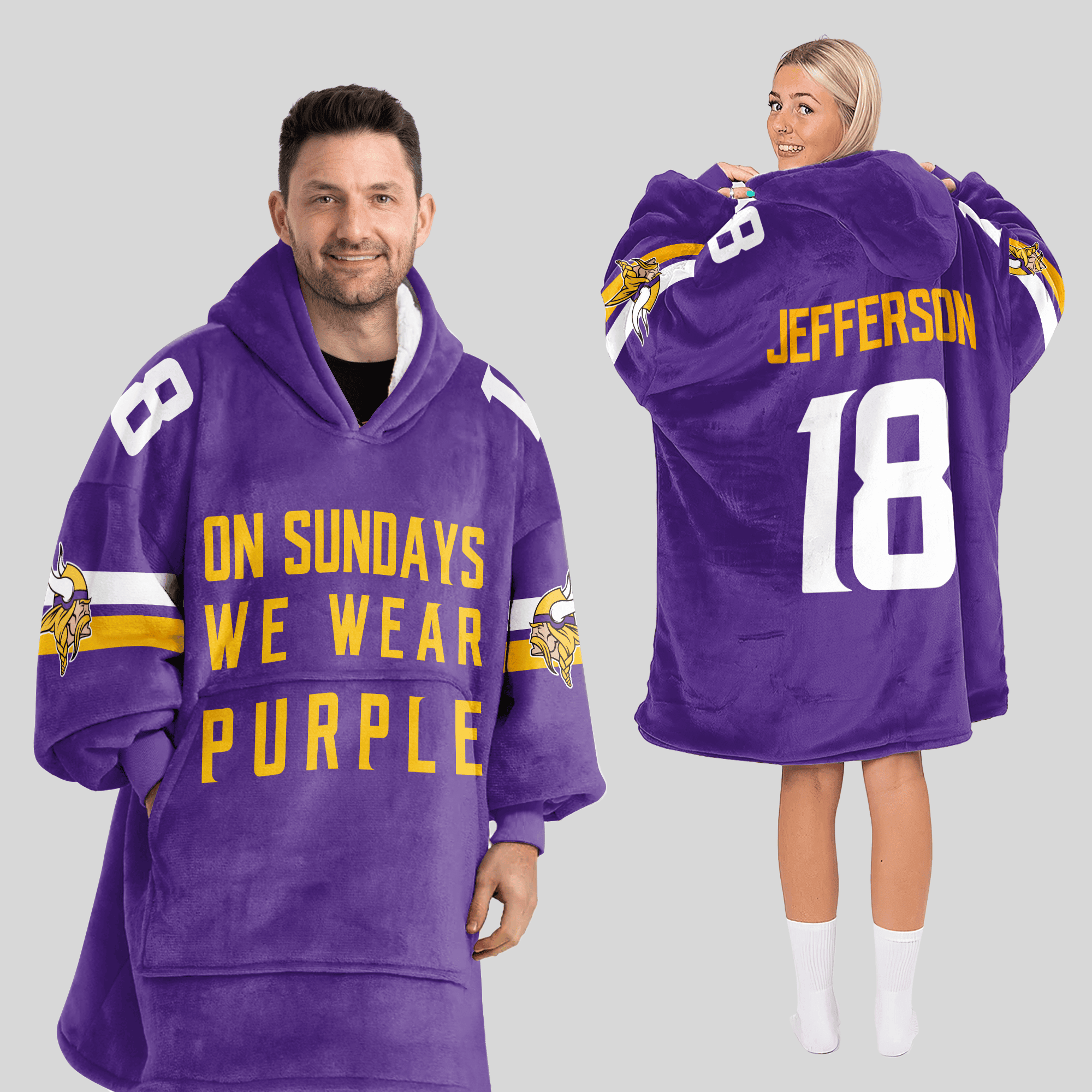 Adult 18 Minnesota Football Unisex Blanket Hoodie