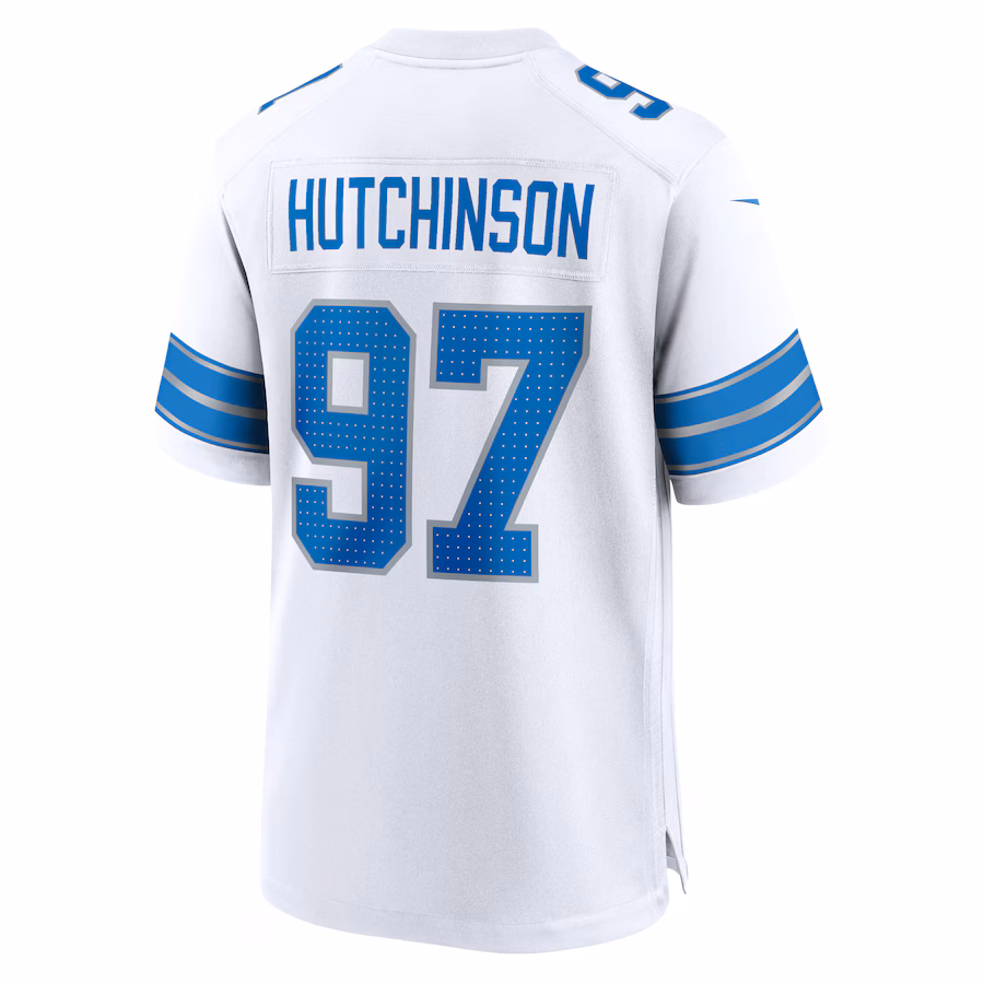 Men's Aidan Hutchinson #97 White Detroit Lions Game Jersey