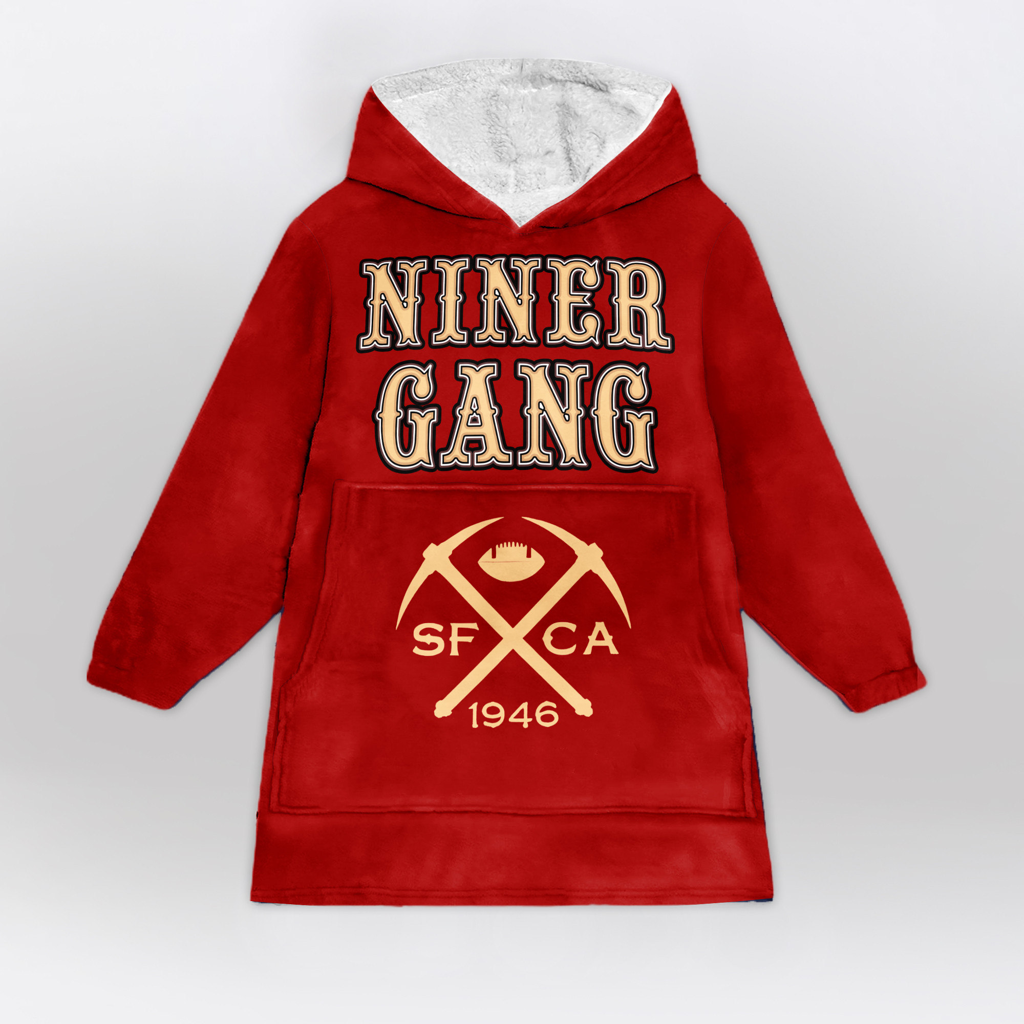 Adult Niner Football Unisex Blanket Hoodie