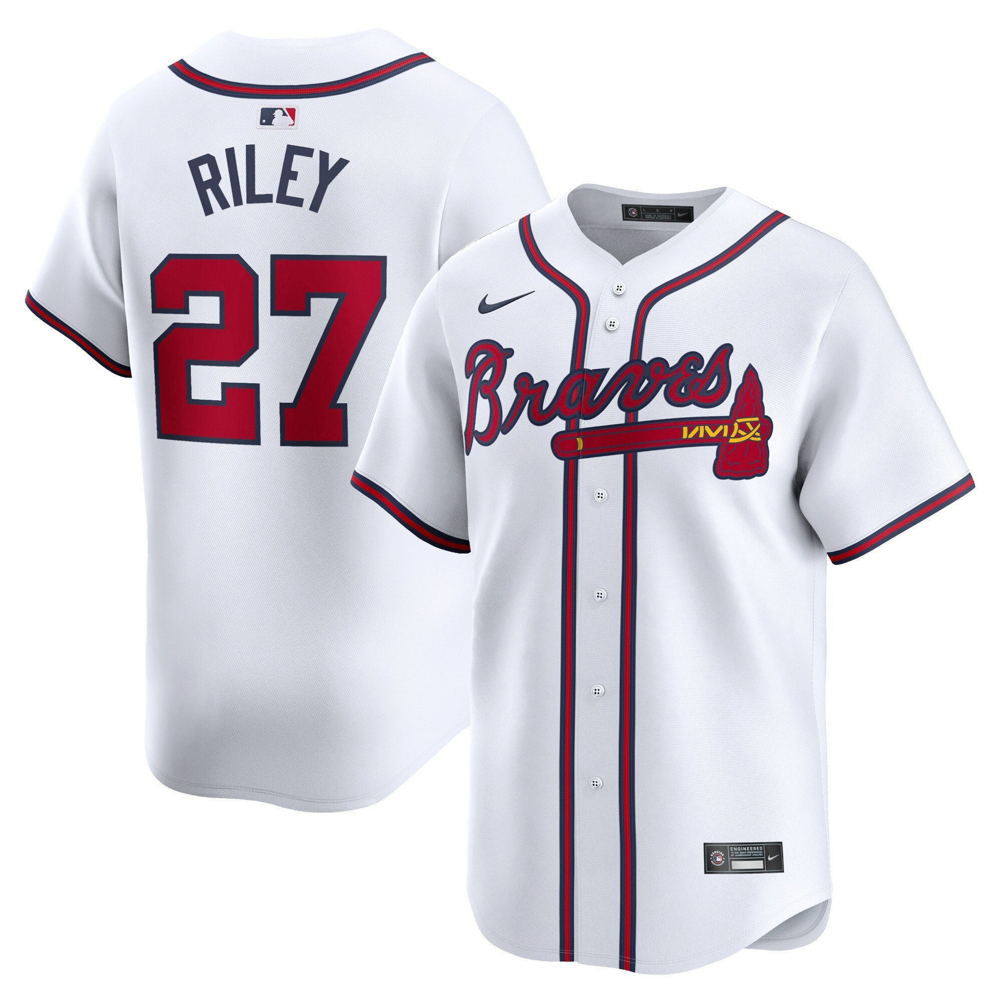 Men's Atlanta Braves #27 Austin Riley  White Home Limited Player Jersey