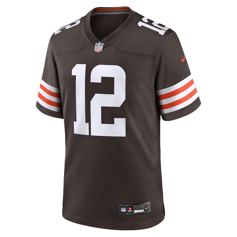 Men's Shedeur Sanders #12 Brown Cleveland Browns 2025 NFL Draft Game
