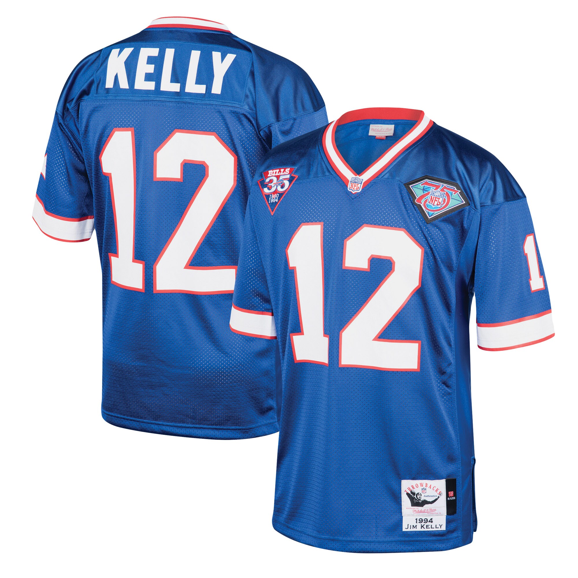 Jim Kelly Buffalo Bills  1994 Authentic Throwback Retired Player Jersey - Royal