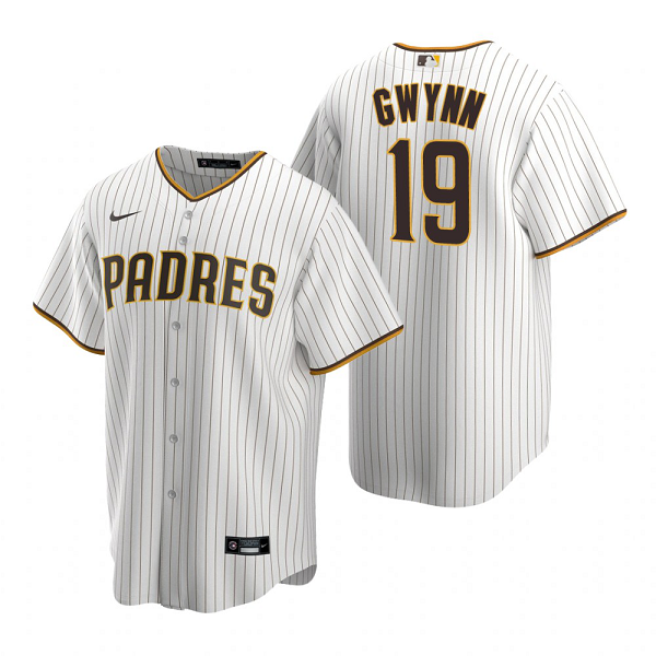 Men's San Diego Padres #19 Tony Gwynn  White Brown Home Jersey