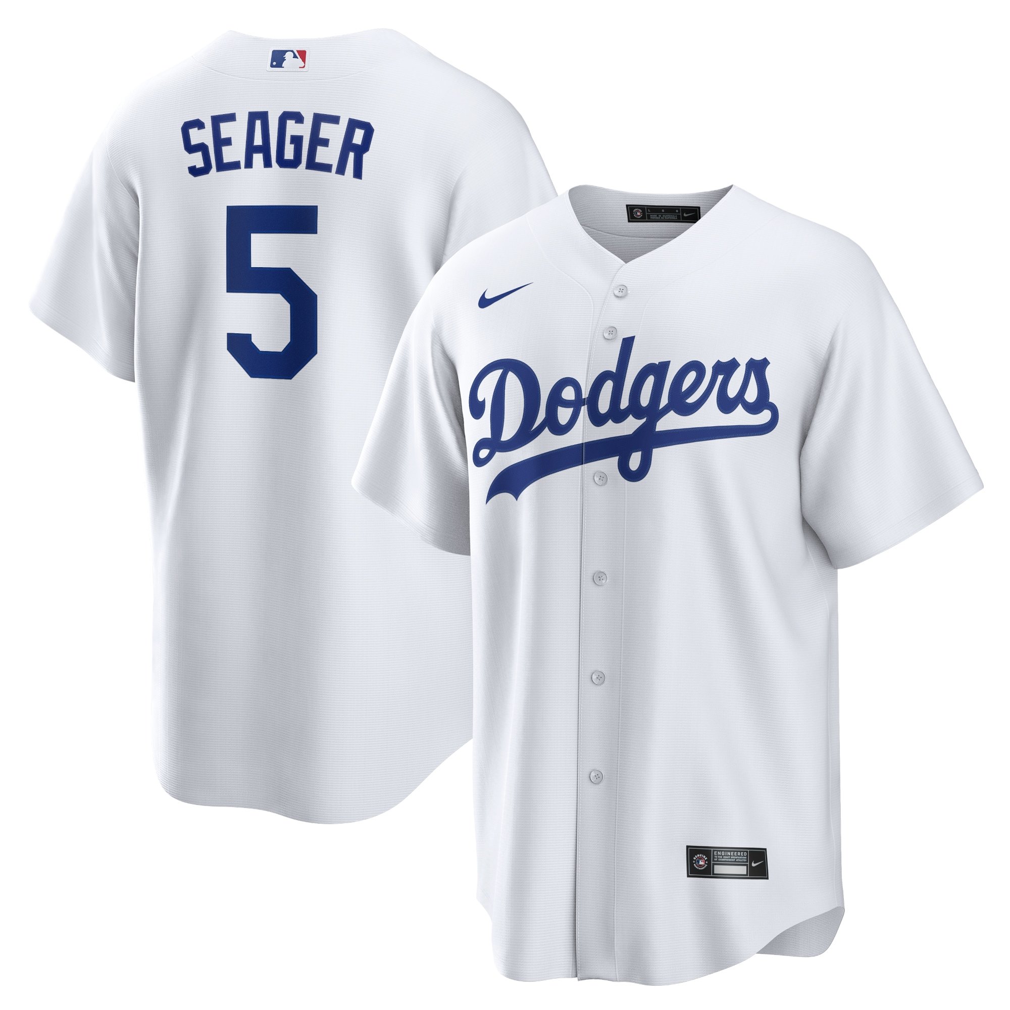 Men's Los Angeles Dodgers Corey Seager  White Home Replica Player Name Jersey