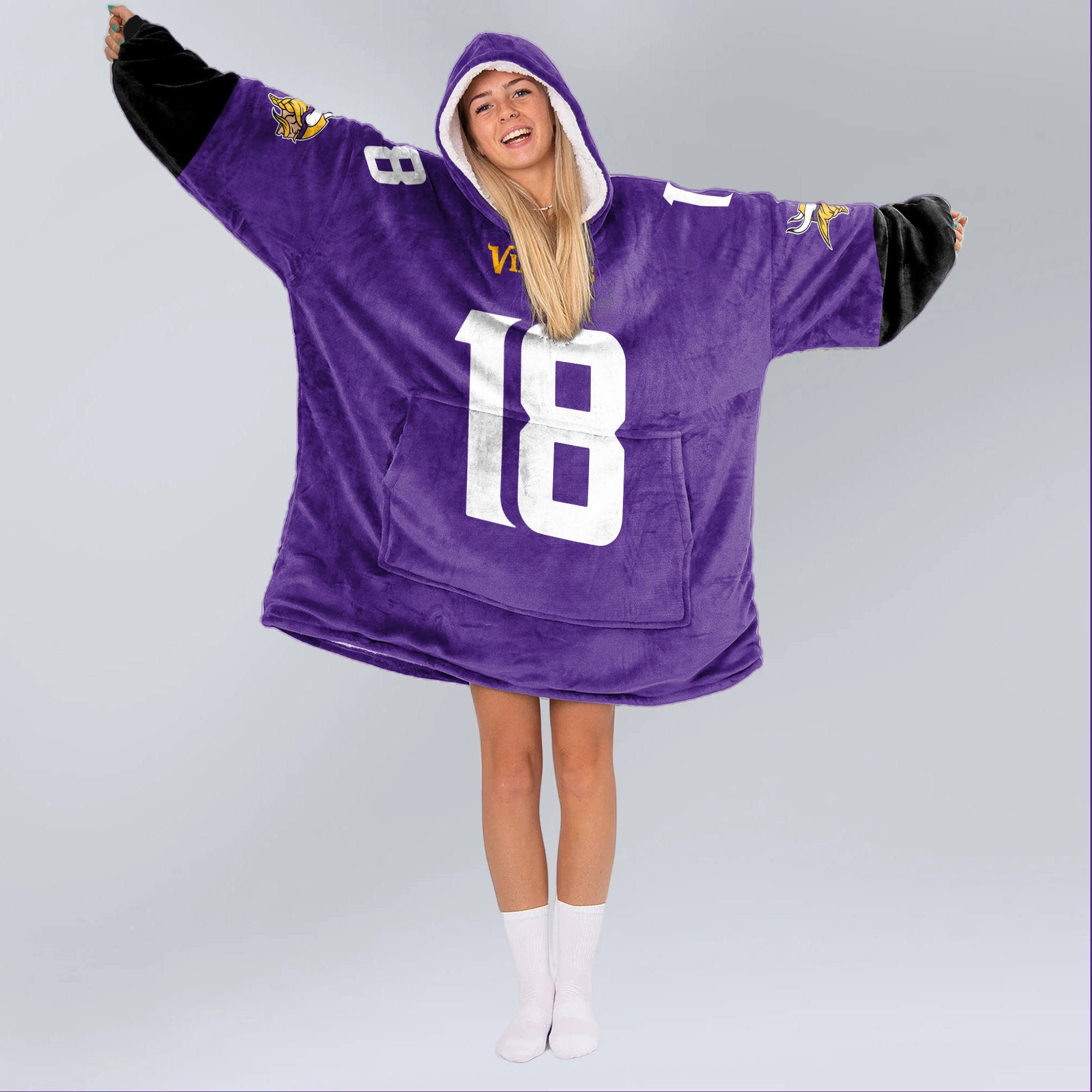 Adult JJ 18 Minnesota Football Unisex Blanket Hoodie