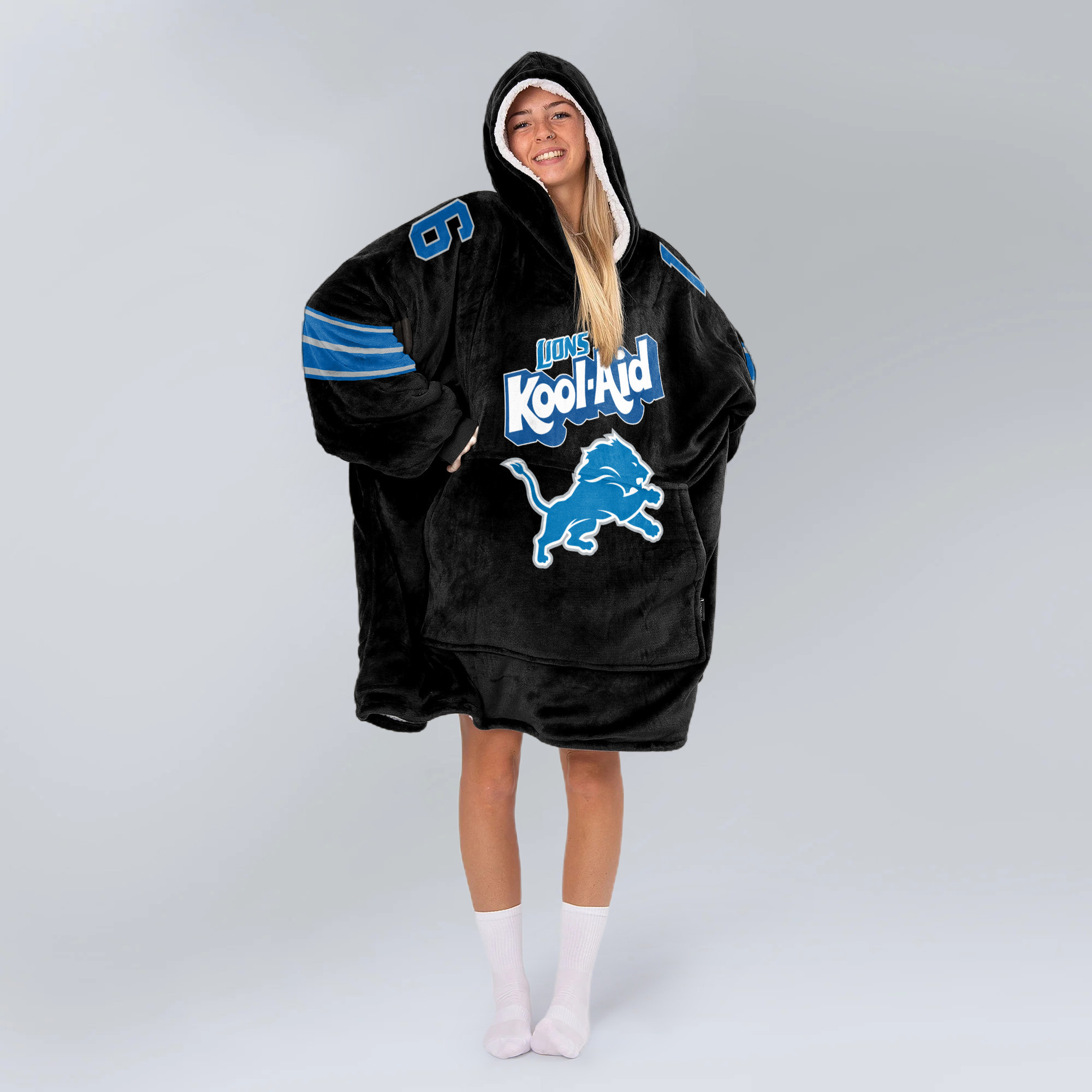 Adult 16 Detroit Lions Football Unisex Blanket Hoodie