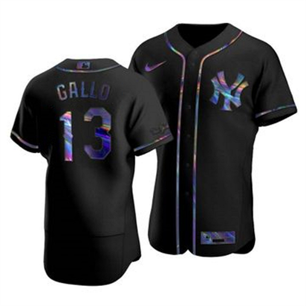 Men's New York Yankees #13 Joey Gallo  Iridescent Holographic Collection Flex Base MLB Jersey - Black