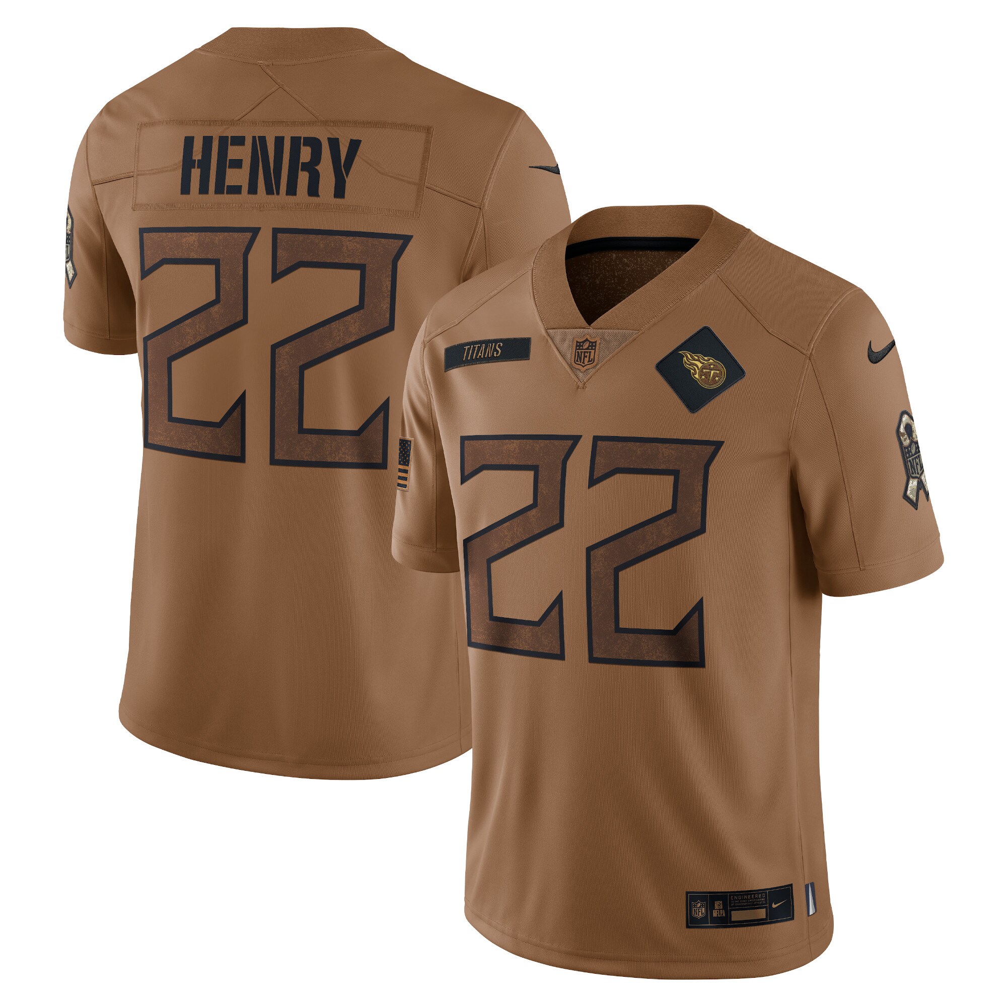 Derrick Henry Tennessee Titans  2023 Salute To Service Limited Jersey - Brown