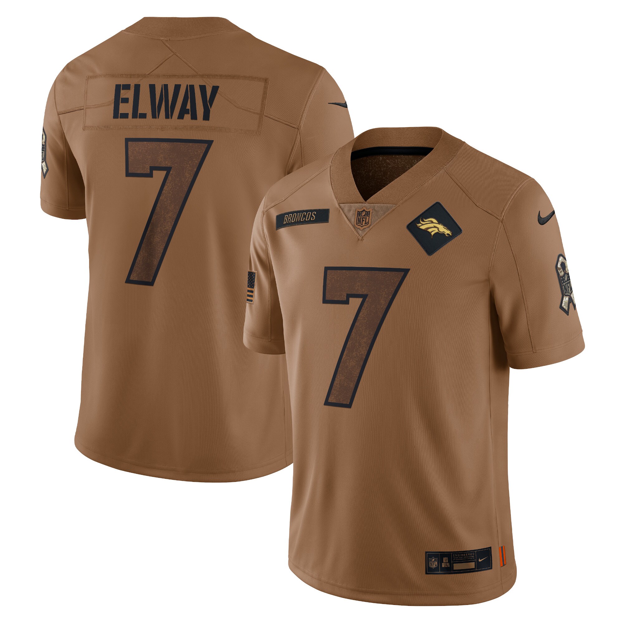 John Elway Denver Broncos  2023 Salute To Service Retired Player Limited Jersey - Brown