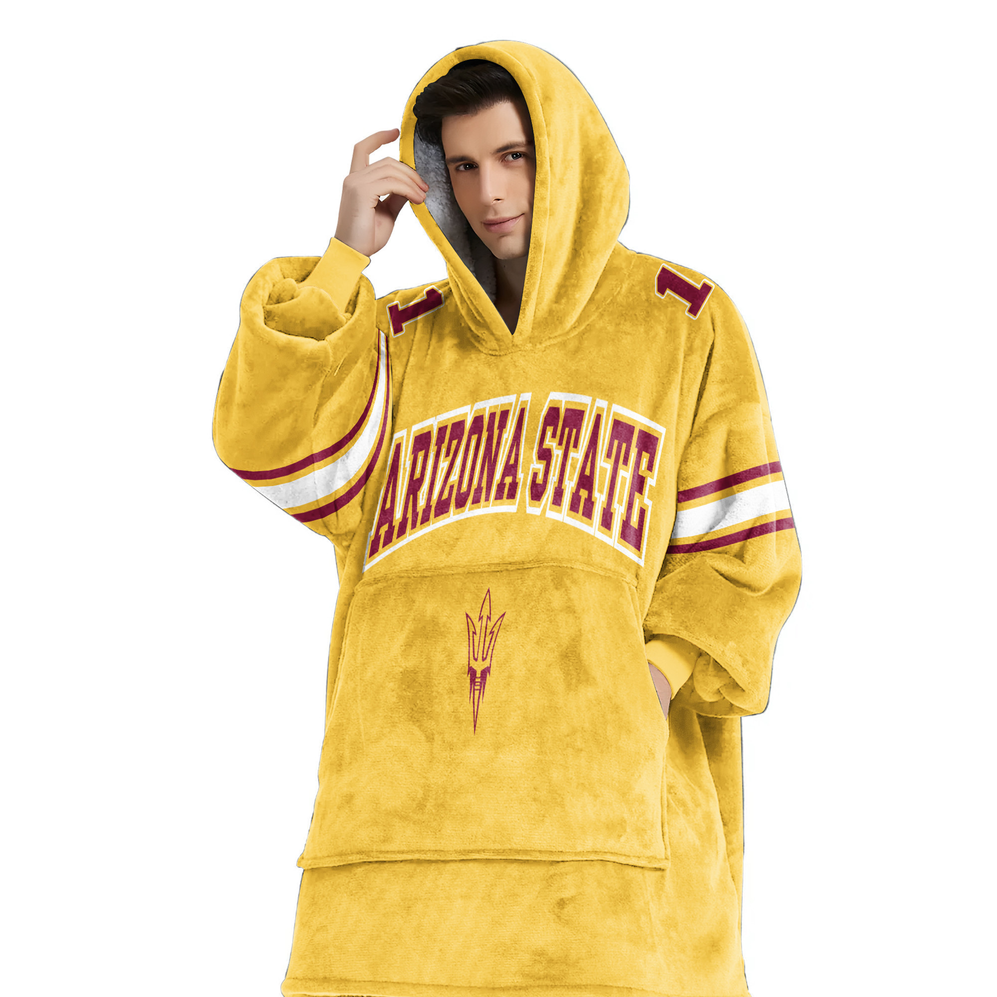Adult #1 Arizona State Football Unisex Blanket Hoodie