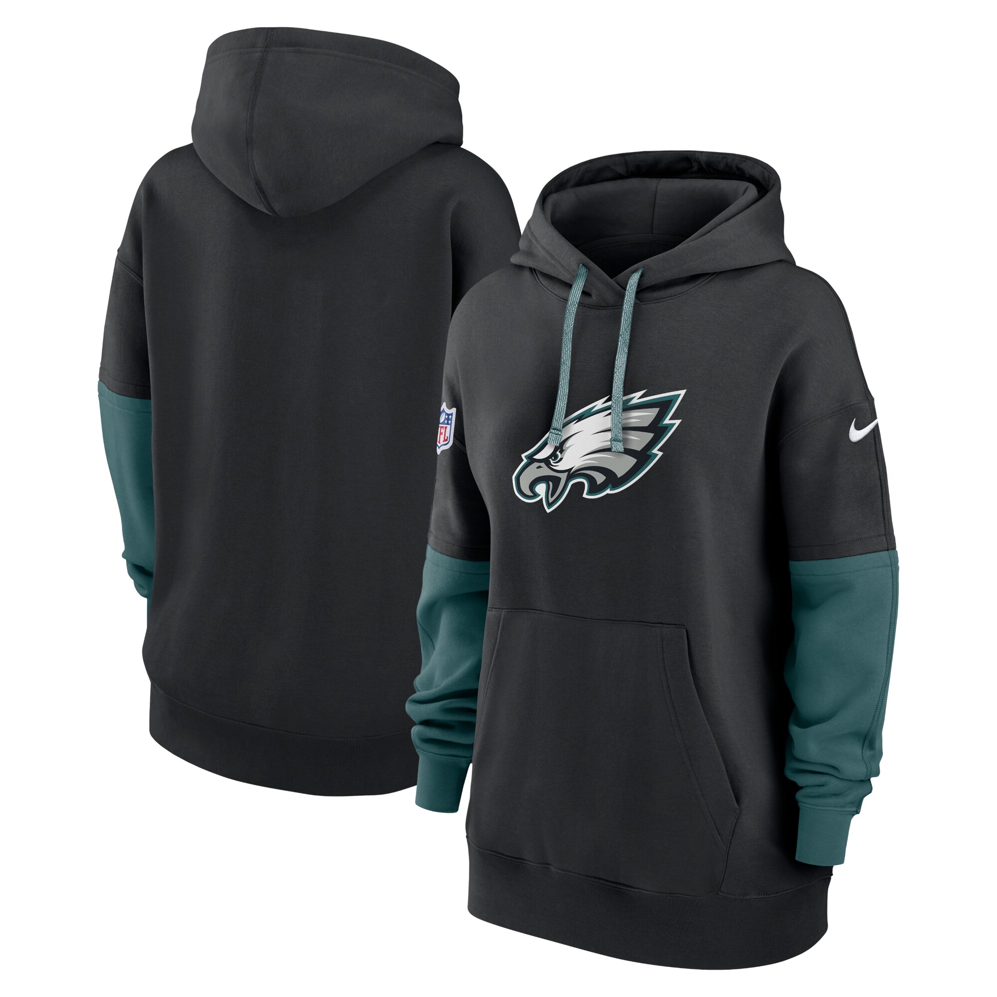 Philadelphia Eagles Women's 2024 Sideline Essential Fleece Pullover Hoodie - Black