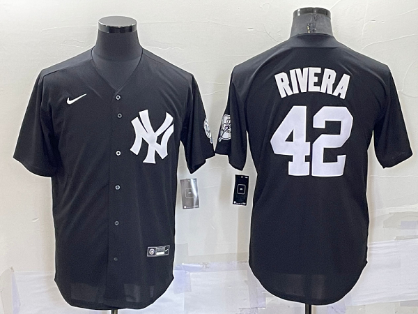 Men's  New York Yankees #42 Mariano Rivera Black Stitched MLB Cool Base Jersey