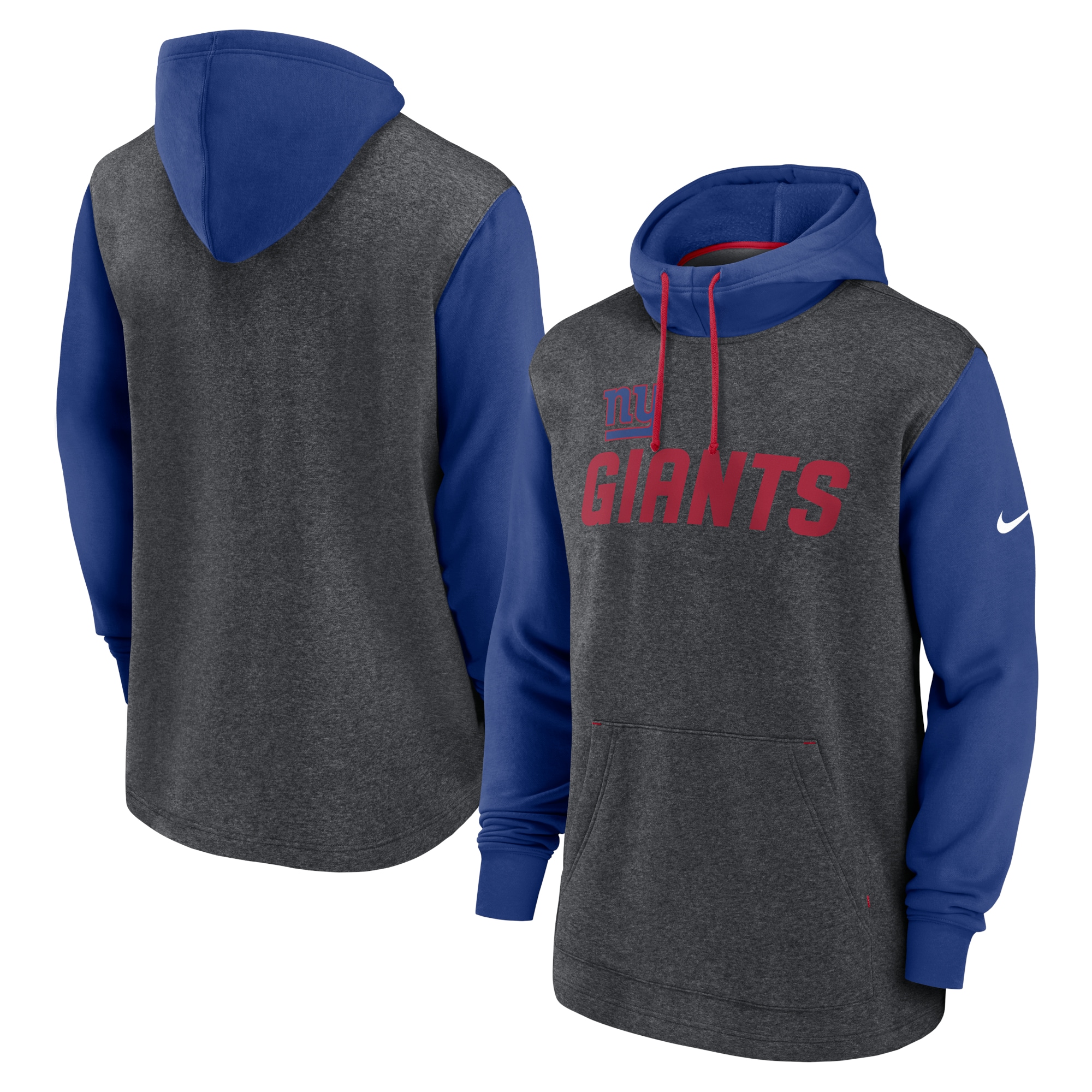 New York Giants Surrey Legacy Pullover Hoodie - Heathered Charcoal/Royal