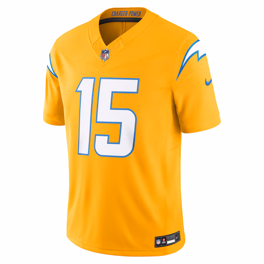 Men's Ladd McConkey #15 Gold Los Angeles Chargers Alternate Charger Power Vapor F.U.S.E. Limited Jersey