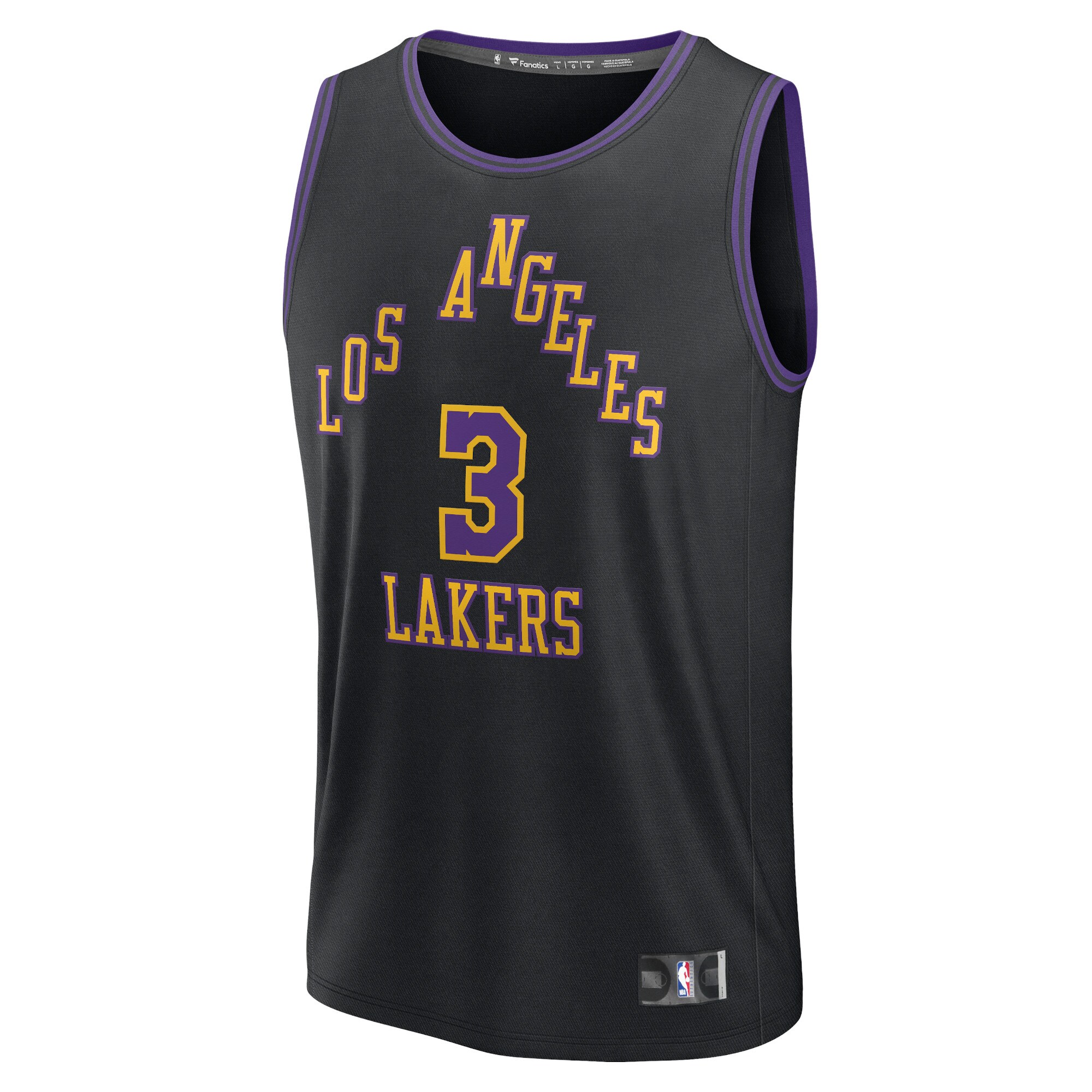 Unisex Los Angeles Lakers Anthony Davis  Black 2023/24 Fast Break Jersey - City Edition