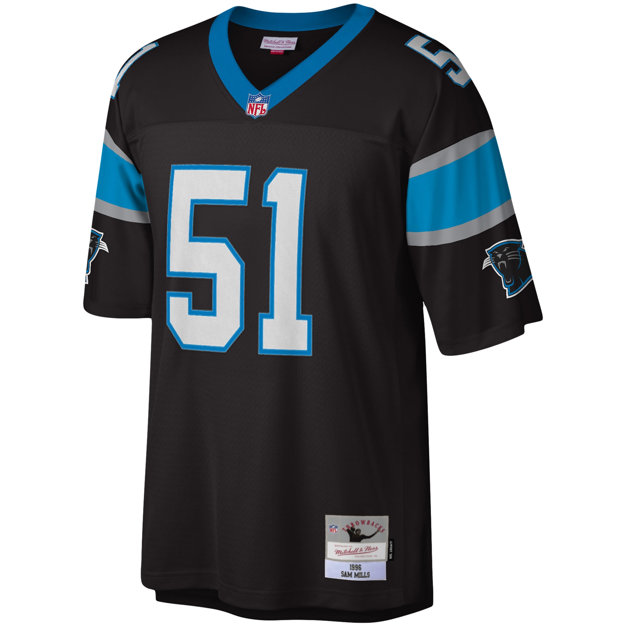 Sam Mills Carolina Panthers  Legacy Replica Jersey - Black