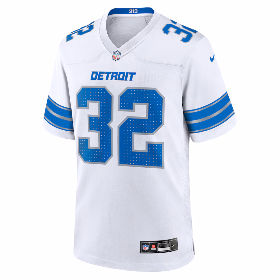 Men's Brian Branch #32 White Detroit Lions White Game Jersey