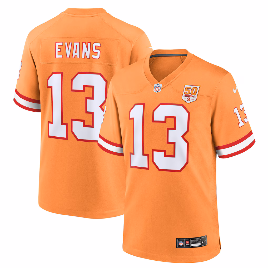 Mike Evans #13 Tampa Bay Buccaneers 50th Season Game Jersey - Creamsicle