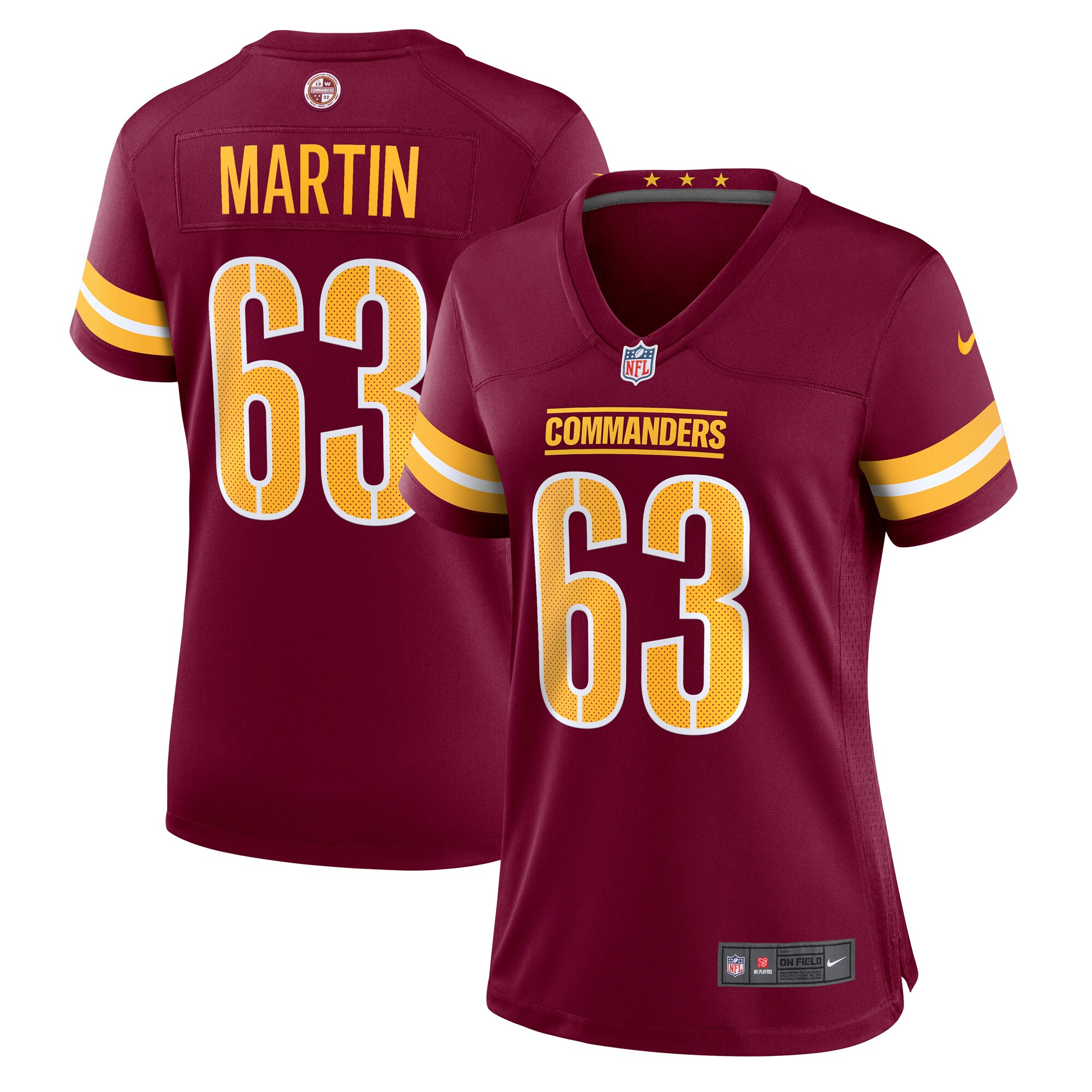 Wes Martin Washington Commanders  Women's Game Player Jersey - Burgundy