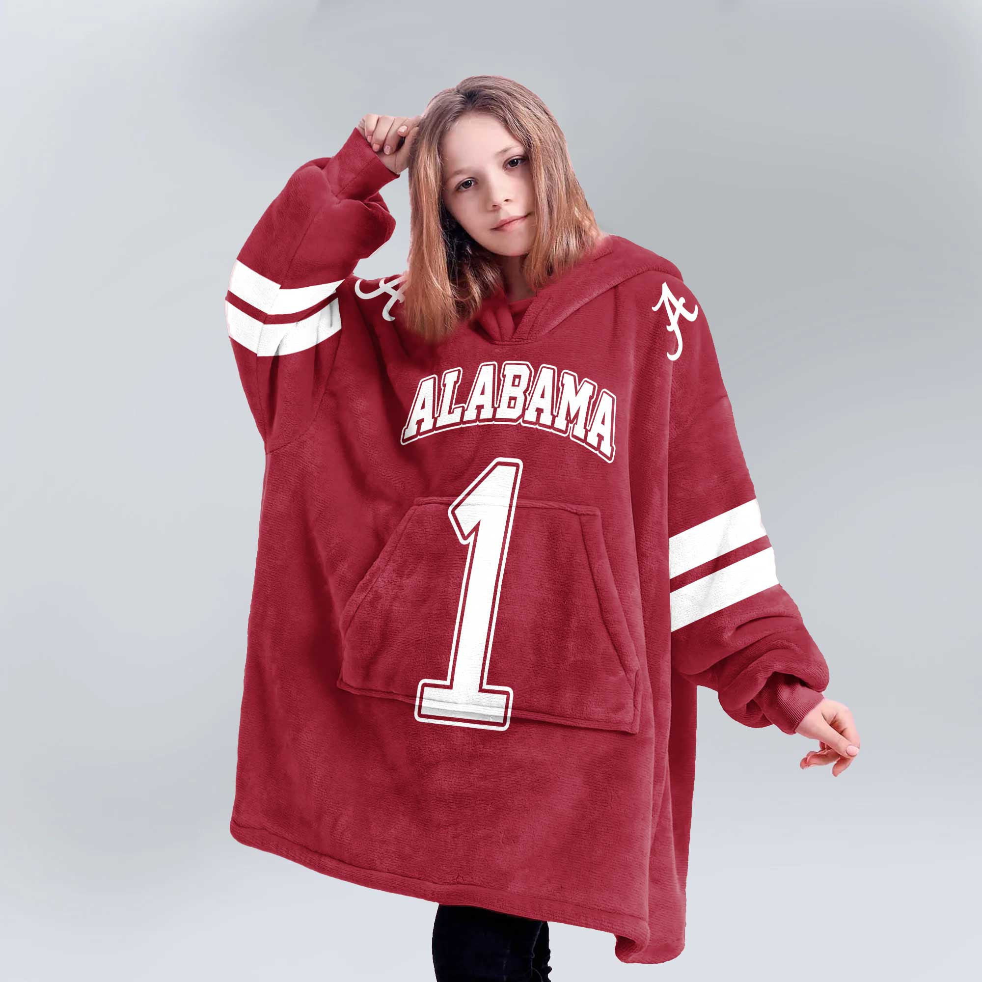 Adult #1 Alabama Football Unisex Blanket Hoodie
