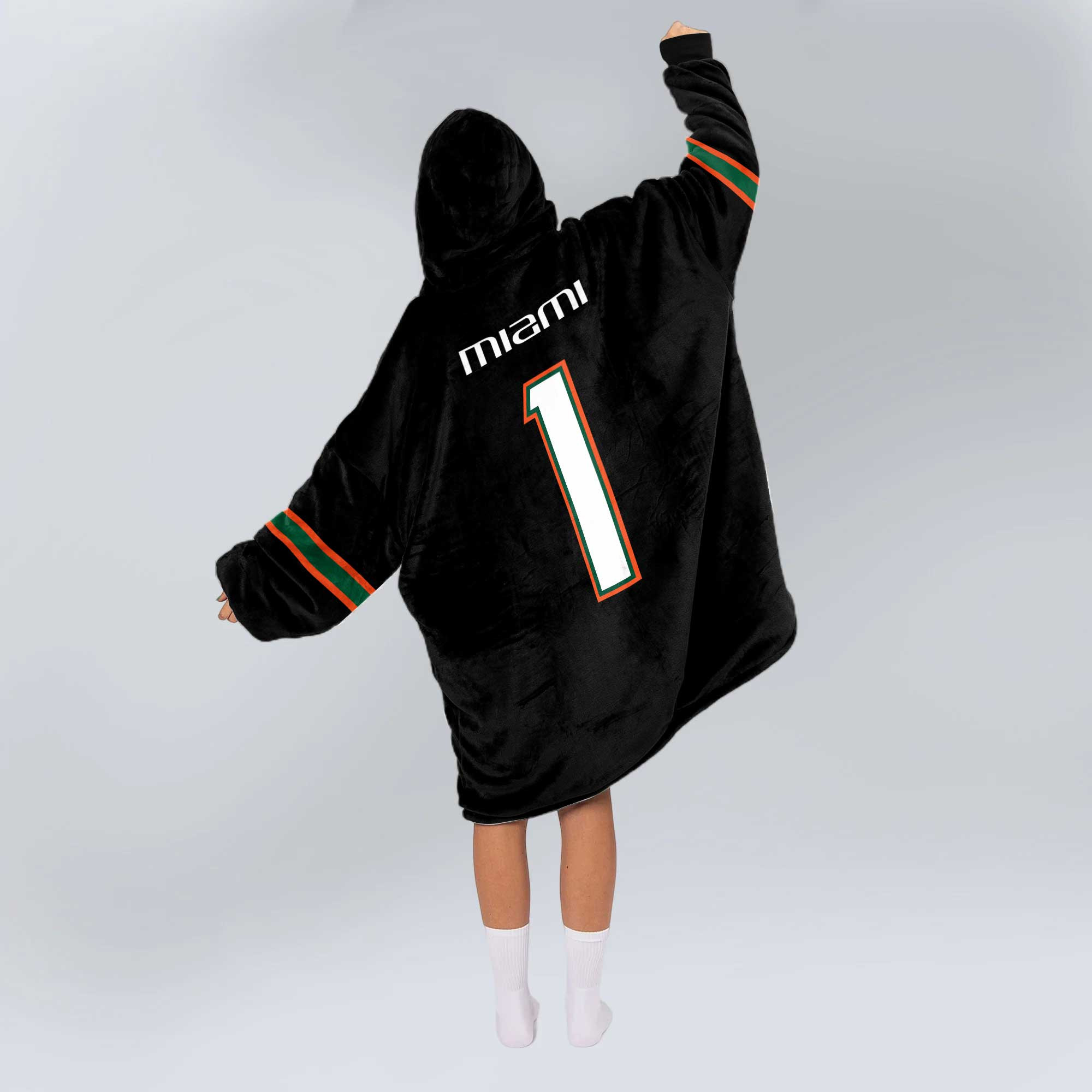 Adult #1 Miami Football Unisex Blanket Hoodie