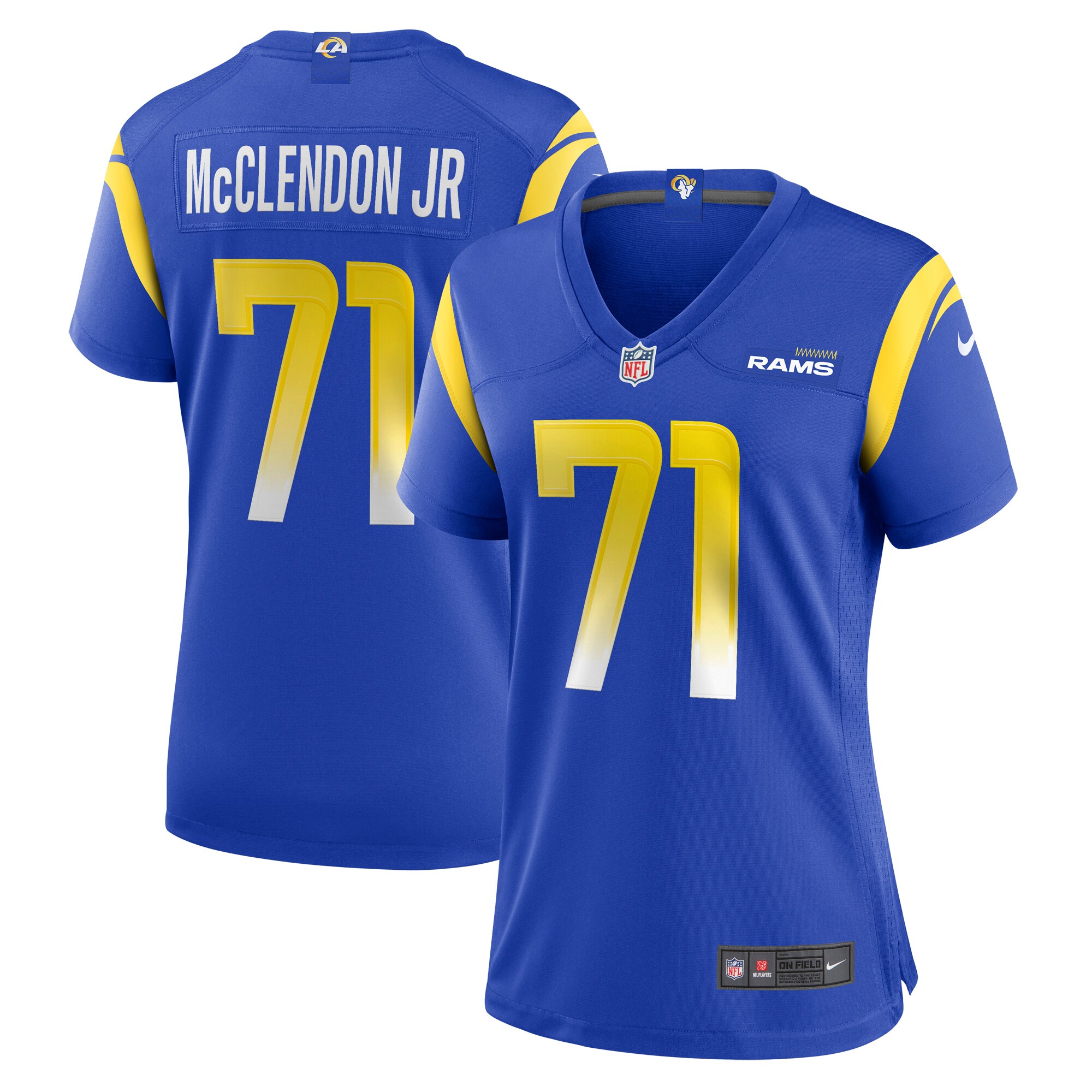 Warren McClendon Jr. Los Angeles Rams  Women's Team Game Jersey - Royal
