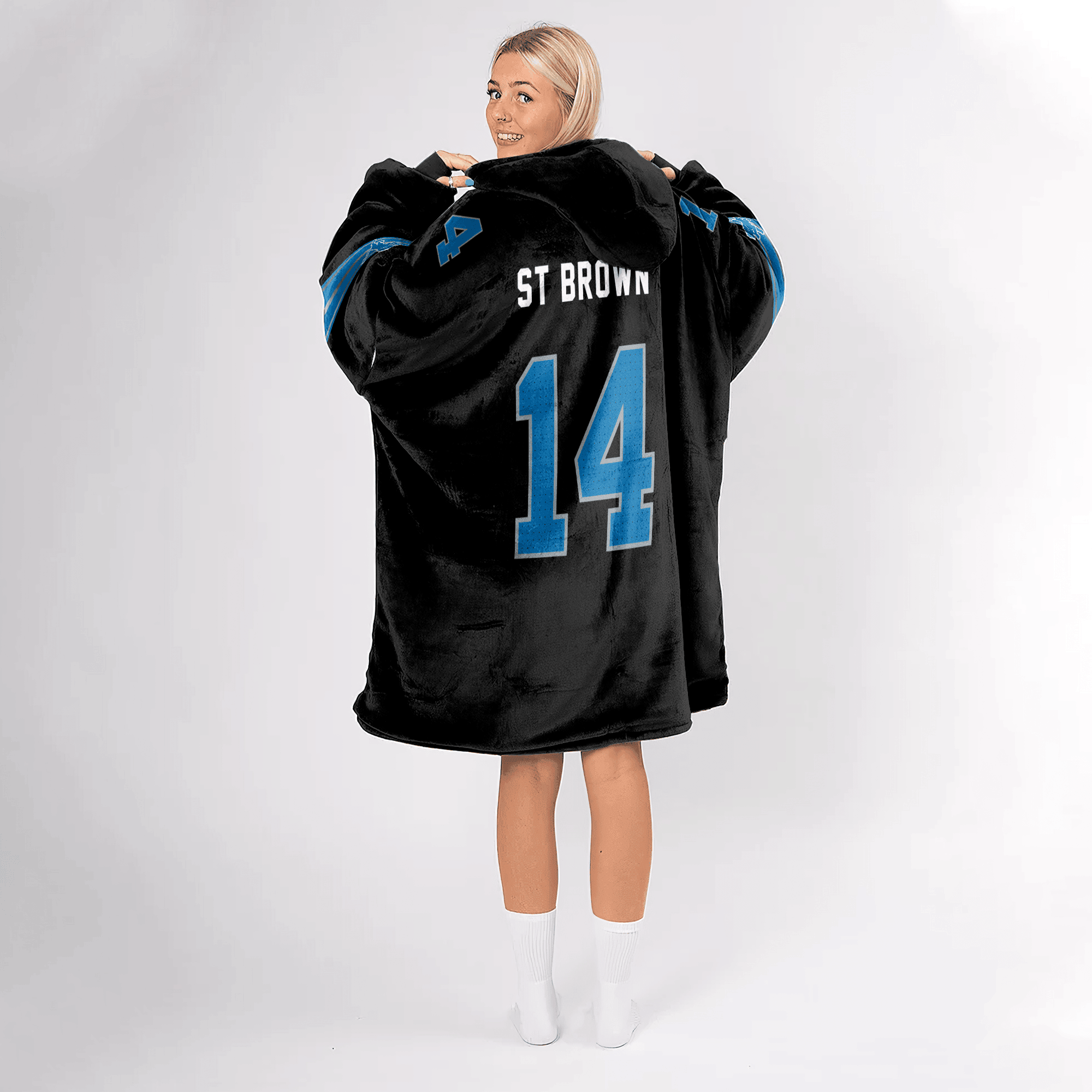 Adult Grit 14 Detroit Lions Football Unisex Blanket Hoodie
