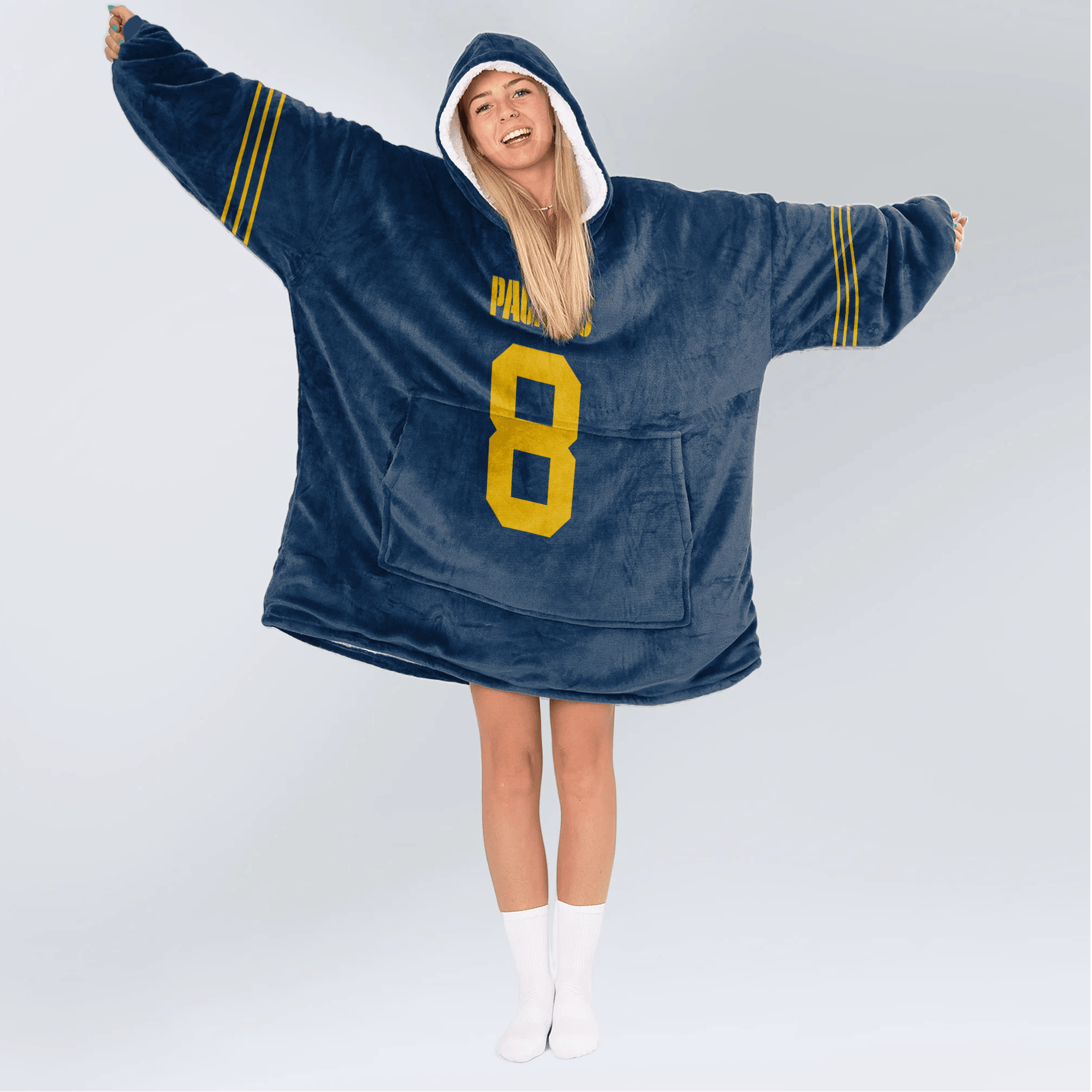 Adult J.J 8 Green Bay Football Unisex Blanket Hoodie
