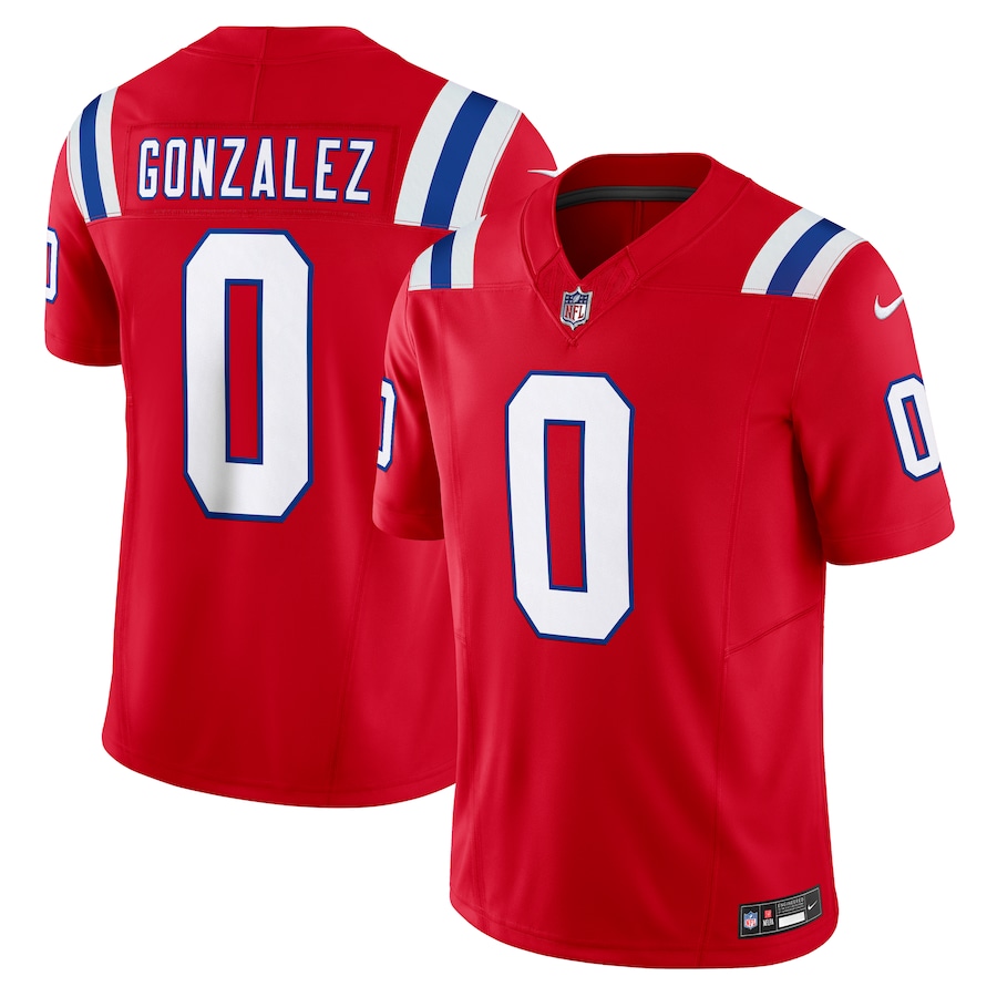 Men's New England Patriots #0 Christian Gonzalez Red Alternate Vapor F.U.S.E. Limited Jersey