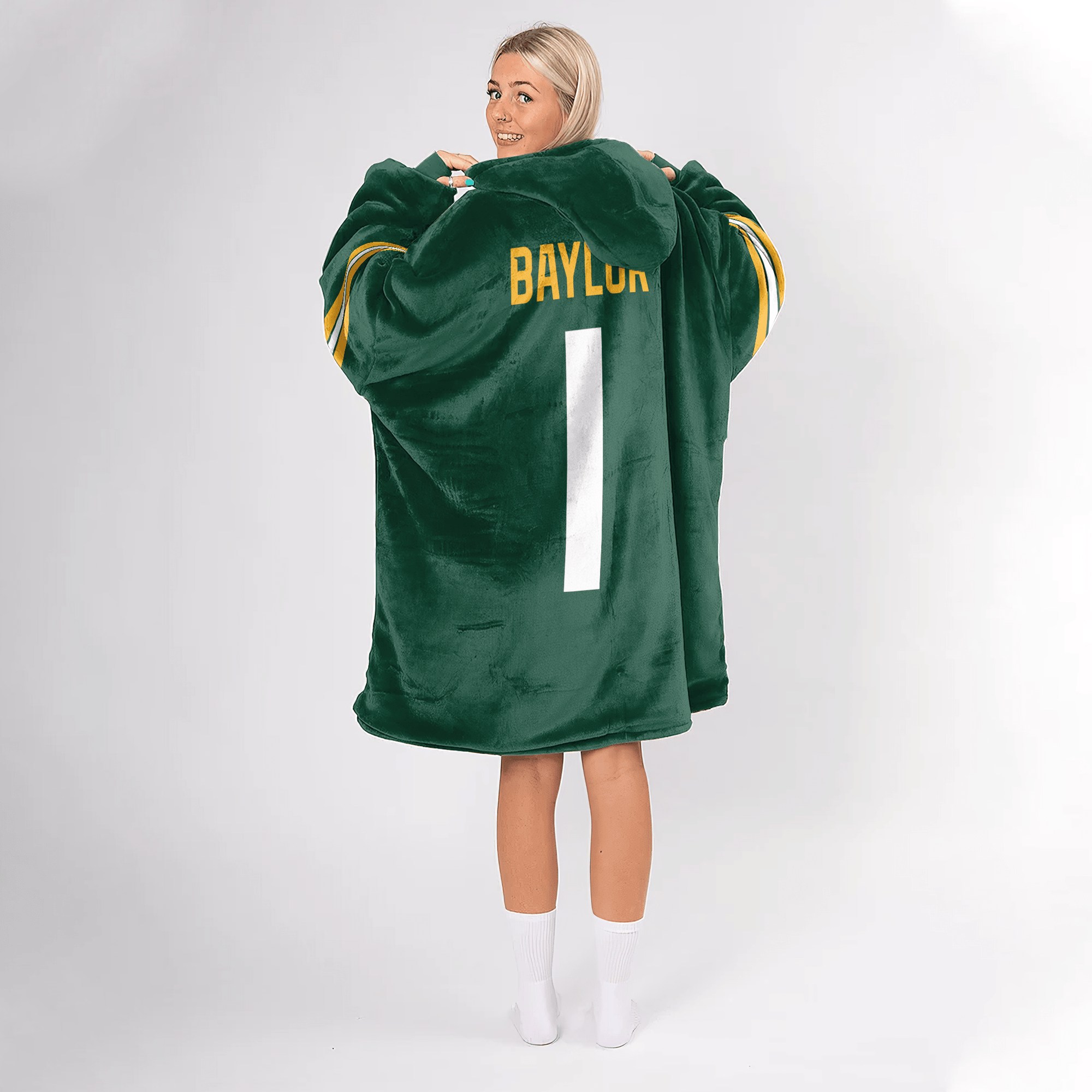 Adult #1 Baylor Football Unisex Blanket Hoodie