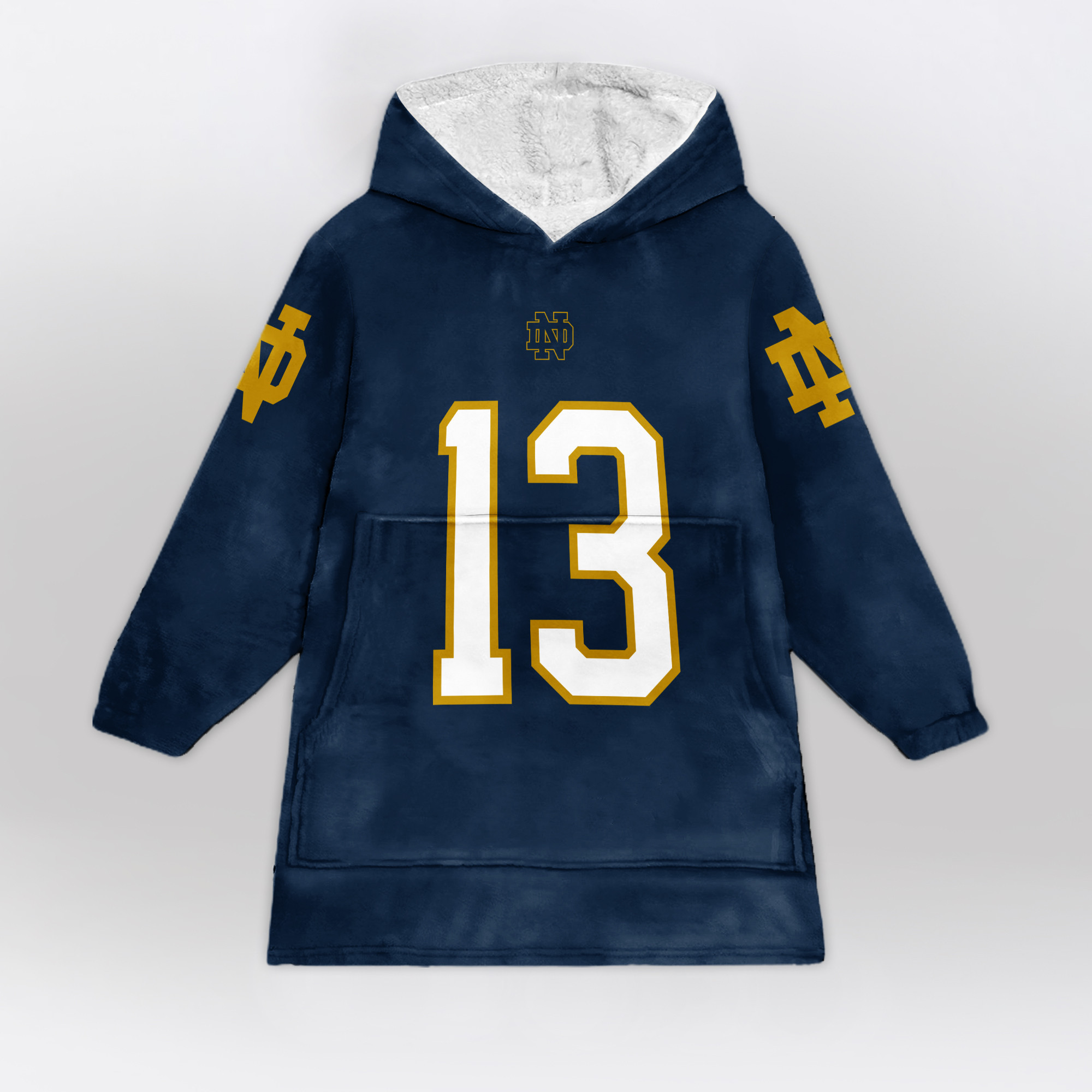 Adult 13 Notre Dame Football Unisex Blanket Hoodie