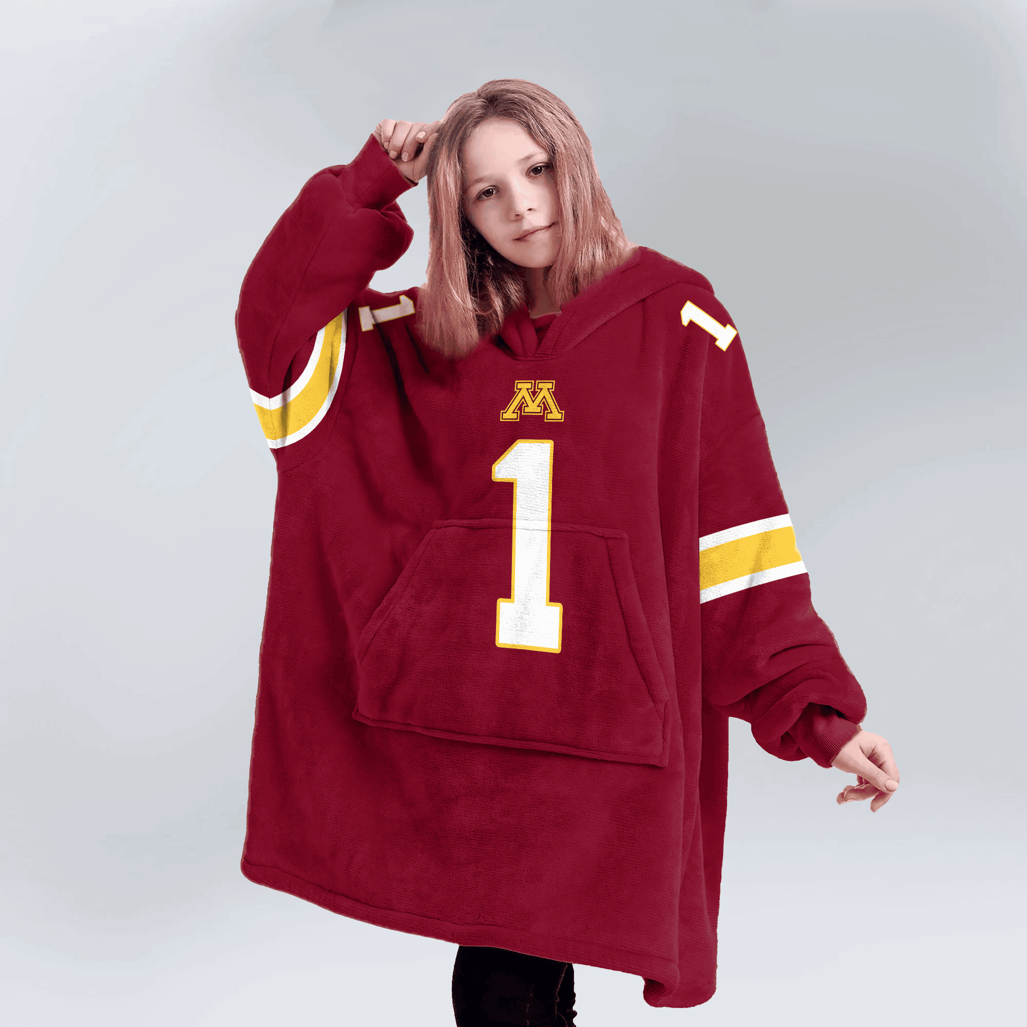 Kid 1 Minnesota Football Unisex Blanket Hoodie
