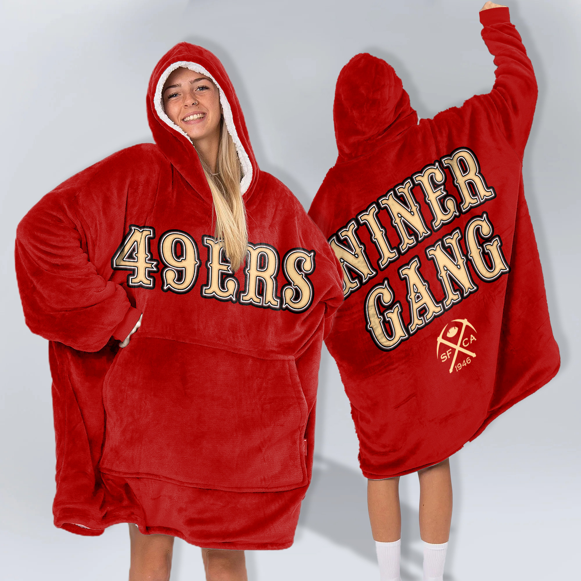 Adult San Francisco 49ers Football Unisex Blanket Hoodie