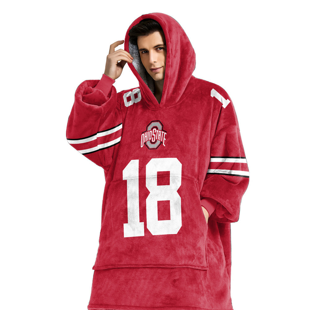 Adult 18 Ohio State Football Unisex Blanket Hoodie