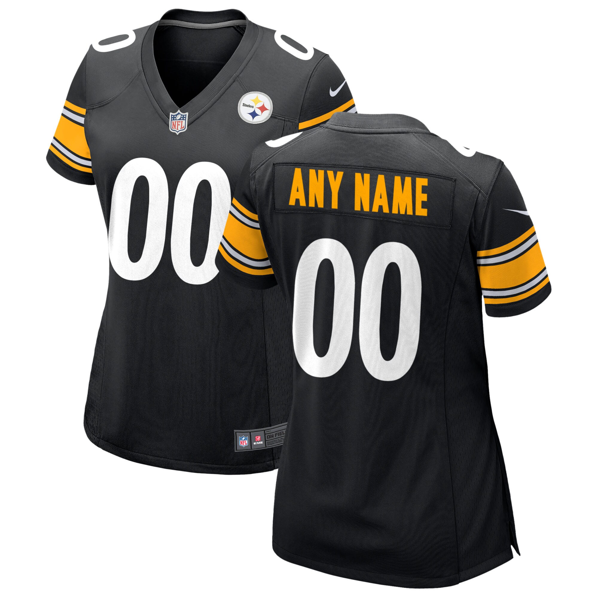 Pittsburgh Steelers  Women's Custom Game Jersey - Black