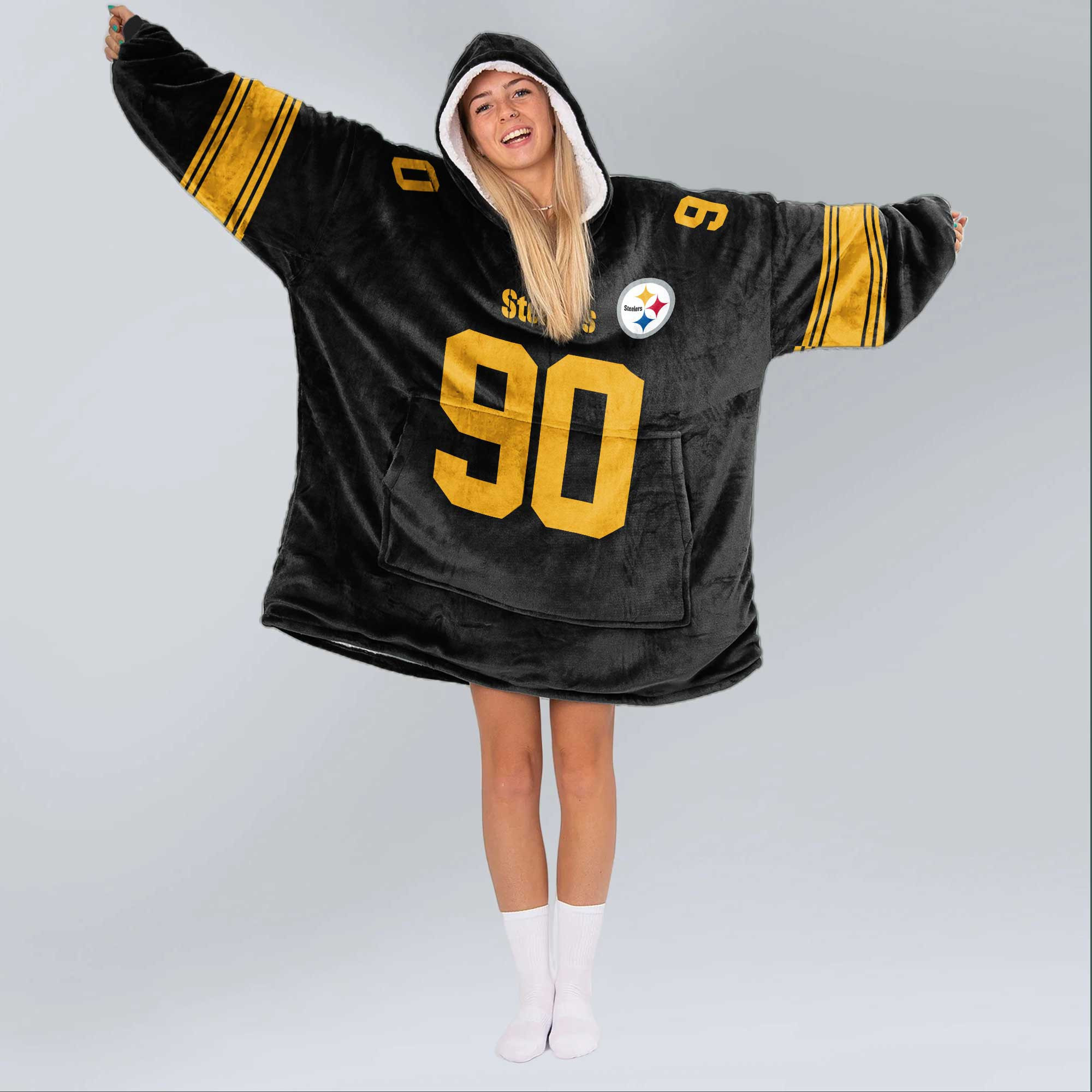 Adult 90 Pittsburgh Football Unisex Blanket Hoodie