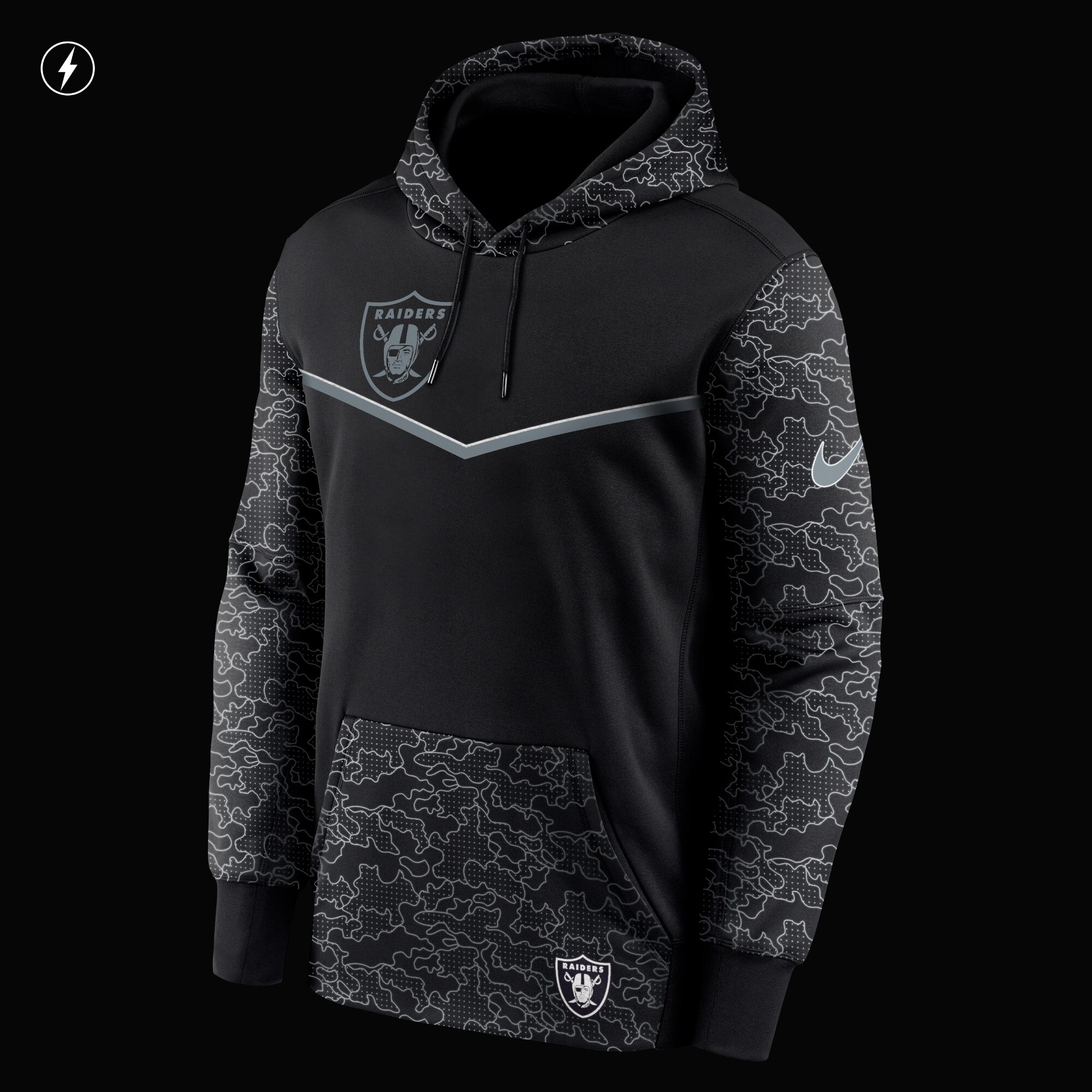Las Vegas Raiders RFLCTV Chevron Pullover Hoodie - Black
