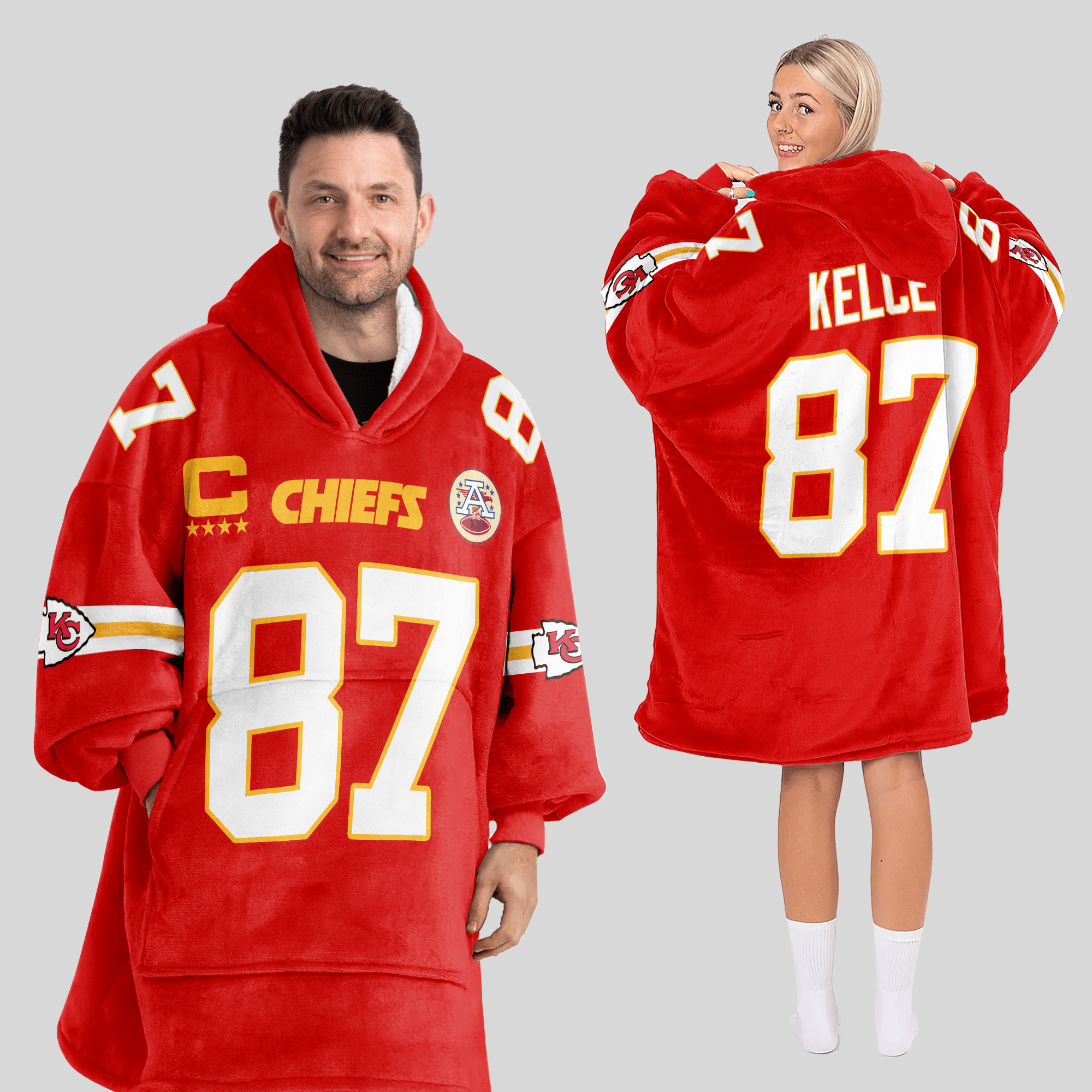 Adult T.K 87 Captain Kansas City Football Unisex Blanket Hoodie