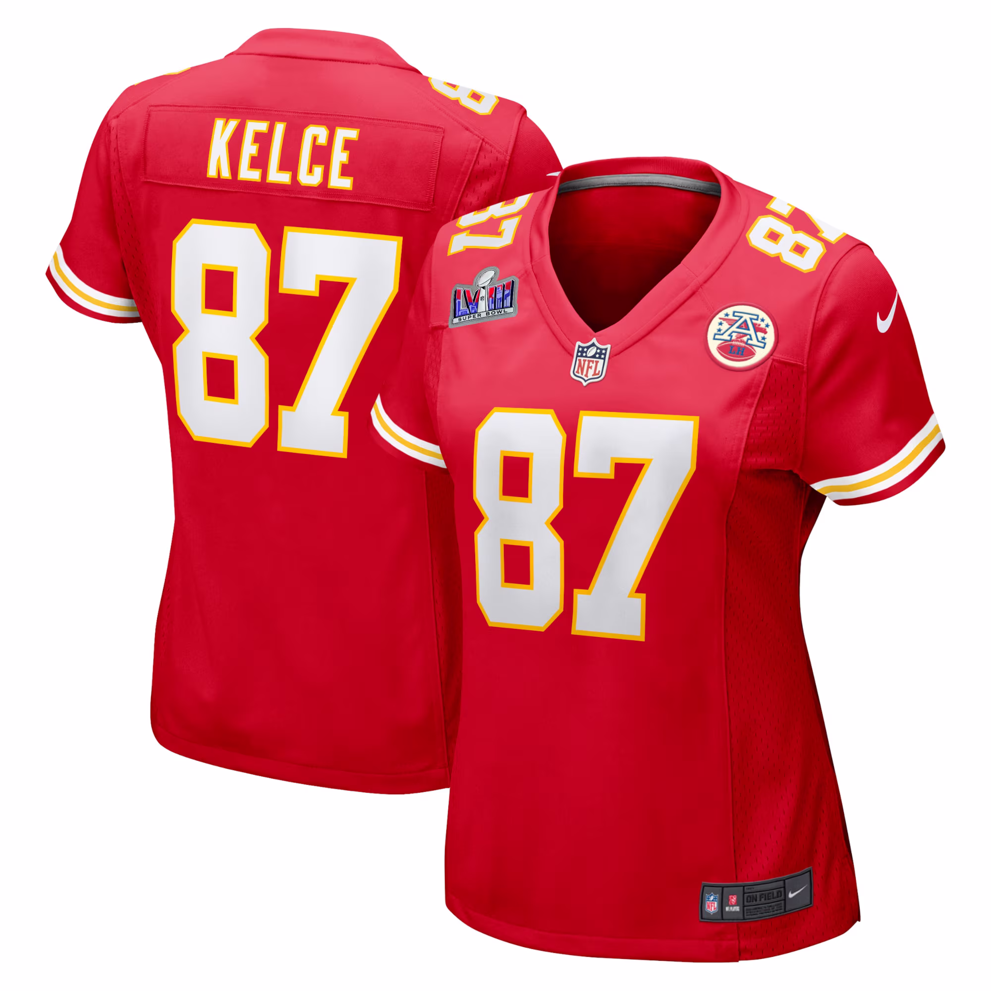 Travis Kelce Kansas City Chiefs  Women's 2023 Super Bowl LVIII Game Jersey - Red