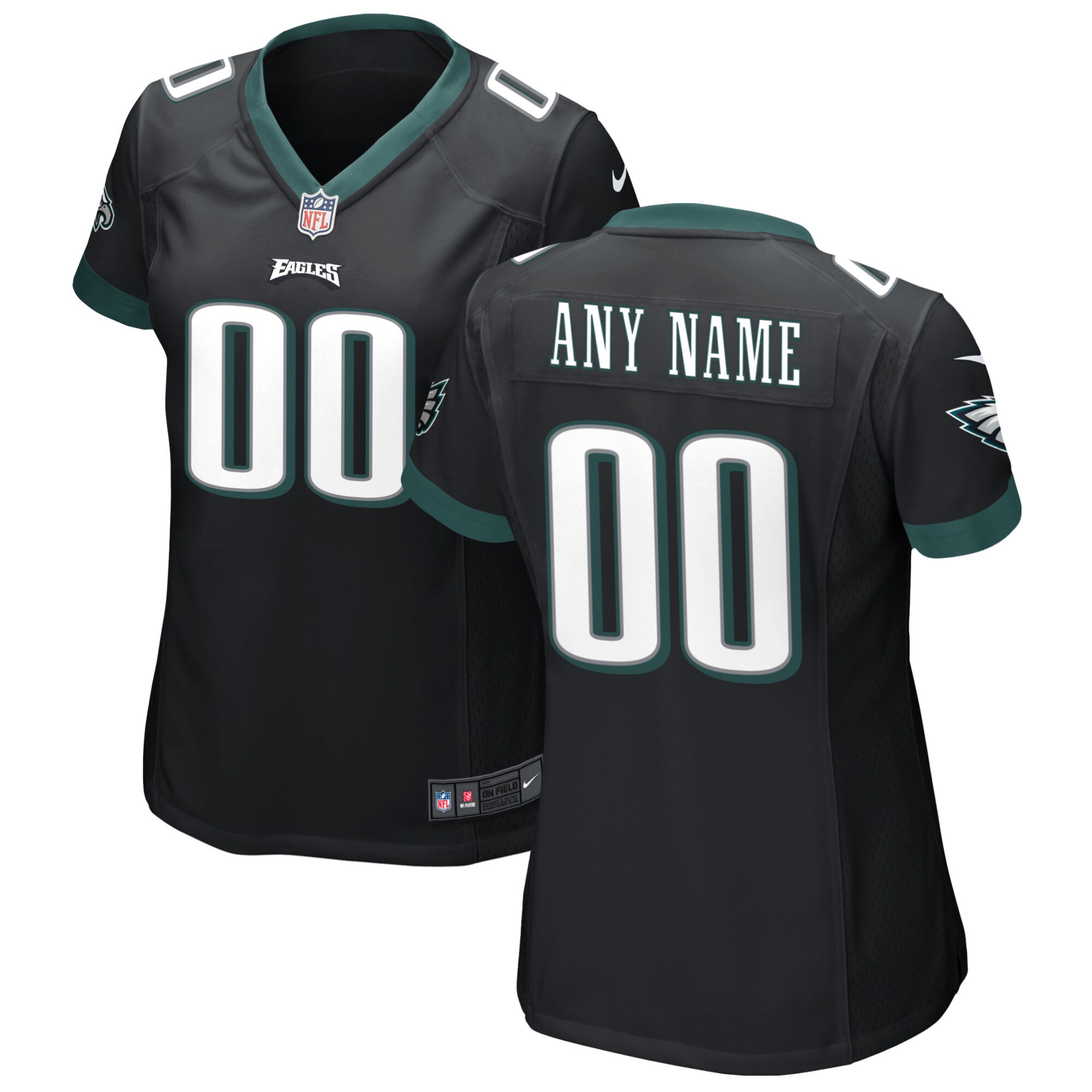 Philadelphia Eagles  Women's Alternate Custom Game Jersey - Black