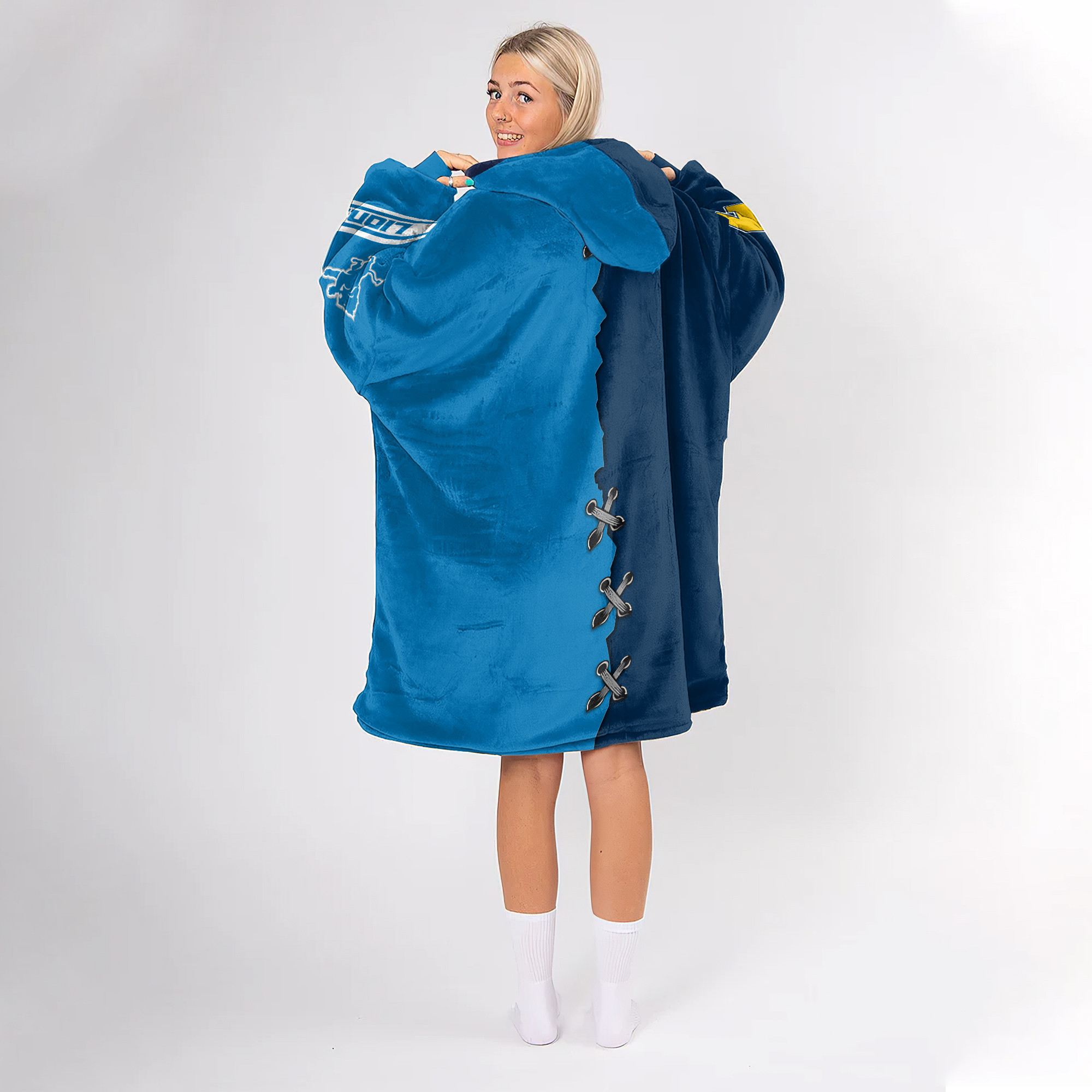 Adult Michigan Wolverines Detroit Football Unisex Blanket Hoodie
