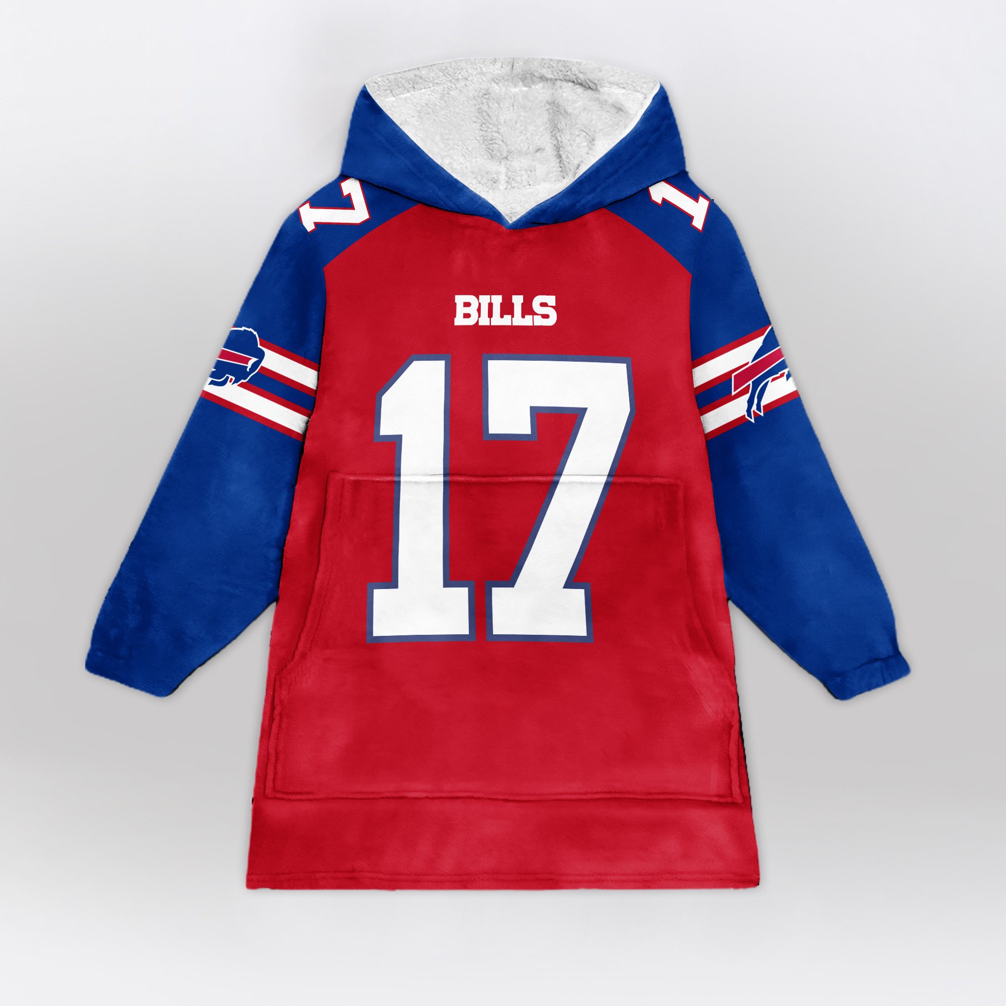 Adult 17 Buffalo Football Unisex Blanket Hoodie