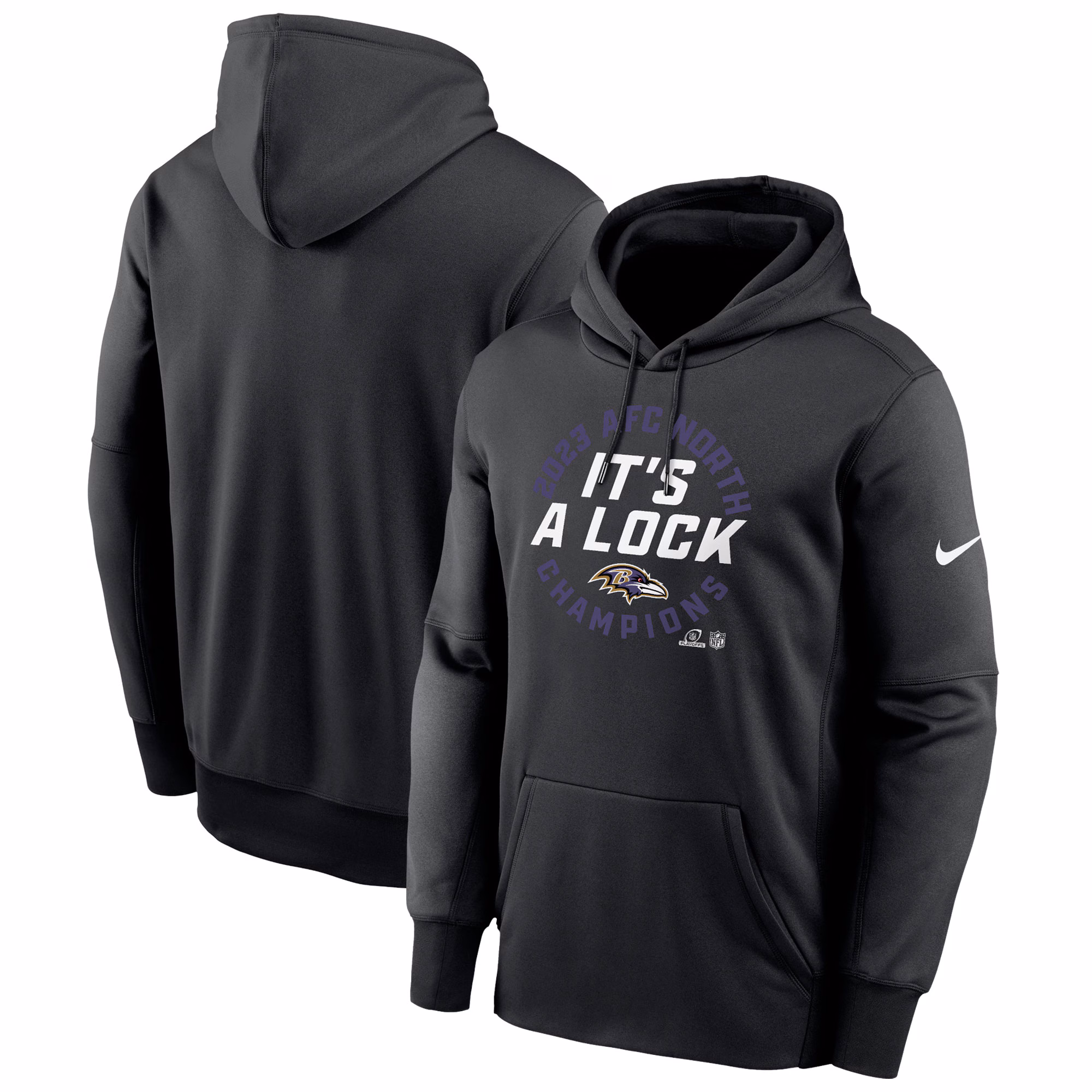 Baltimore Ravens 2023 AFC North Division Champions Locker Room Trophy Collection Pullover Hoodie - Black