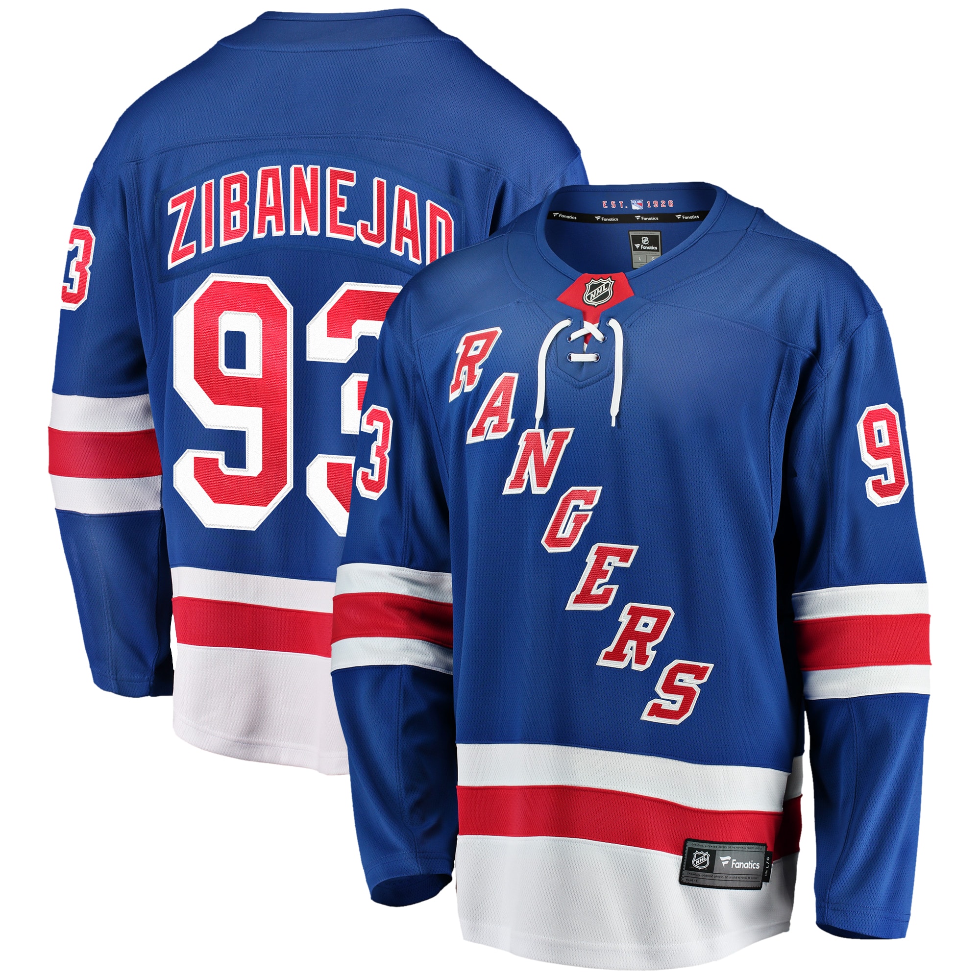 Mika Zibanejad New York Rangers Home Breakaway Player Game Jersey - Blue