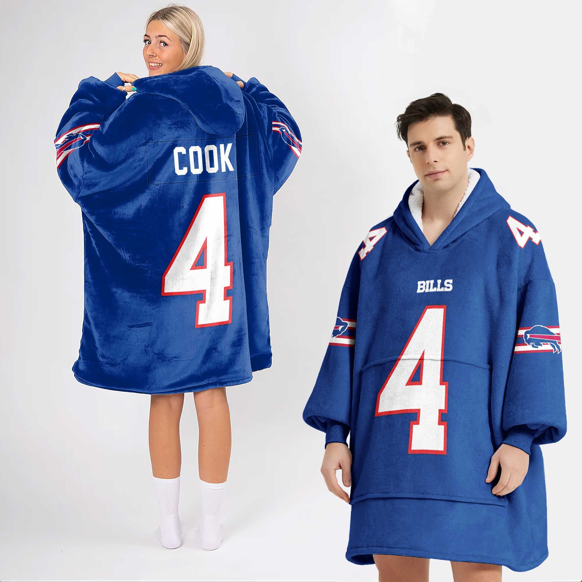Adult No 4 Buffalo Bills Football Unisex Blanket Hoodie