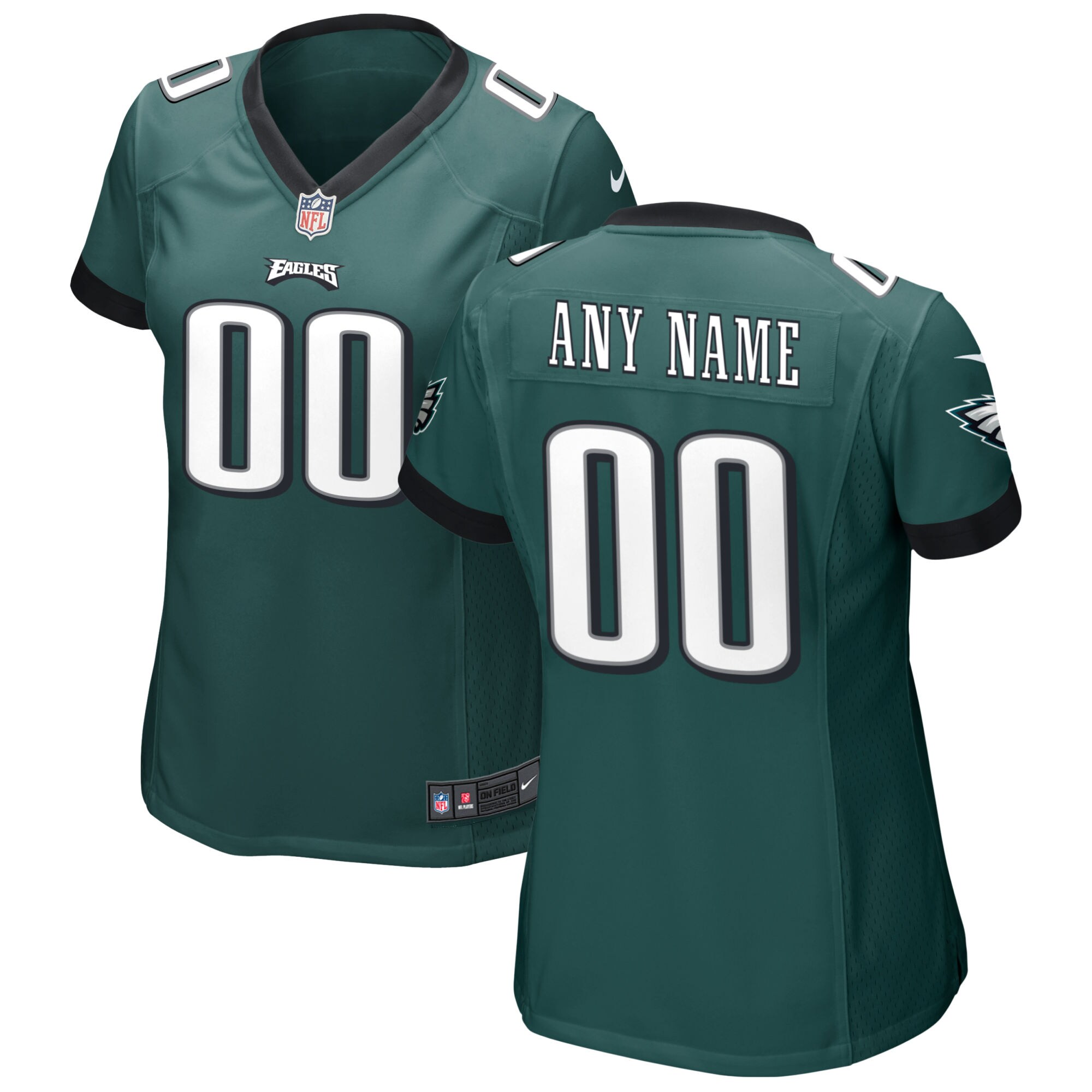 Philadelphia Eagles  Women's Custom Game Jersey - Midnight Green