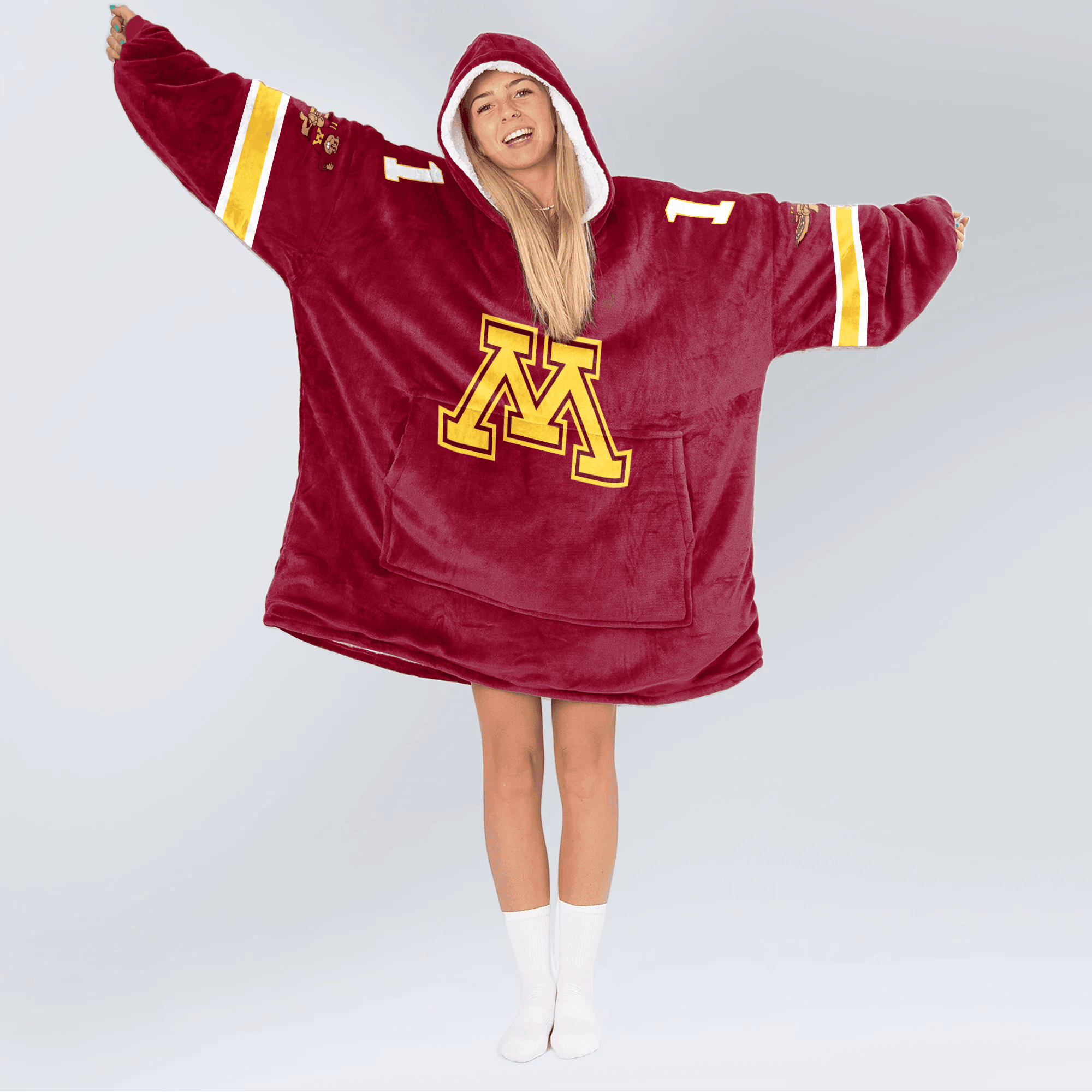Adult 1 Minnesota Football Unisex Blanket Hoodie